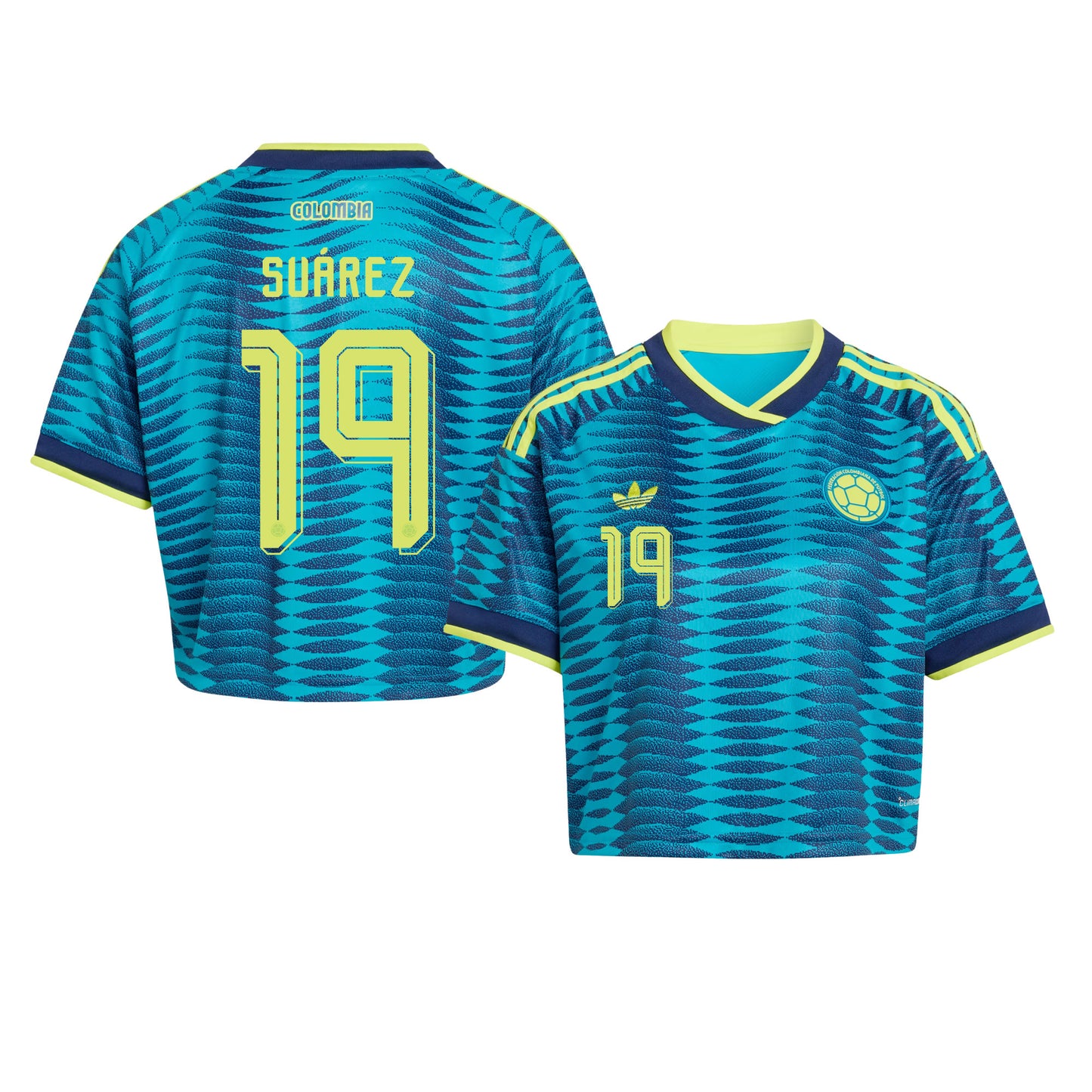 Luis Suárez 19 Colombia 2026 Away Women's Cropped Jersey - Turquoise