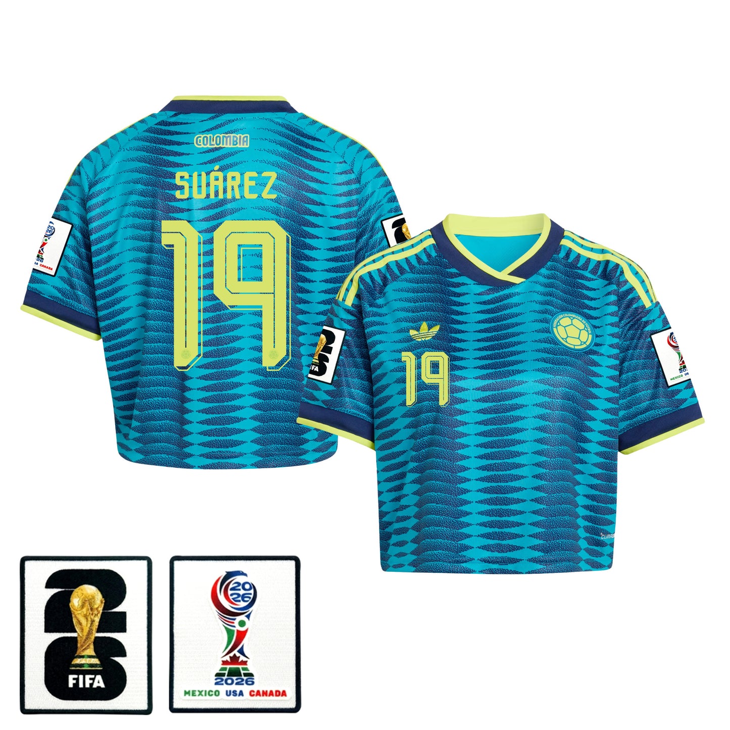 Luis Suárez 19 Colombia 2026 Away Women's Cropped Jersey - Turquoise