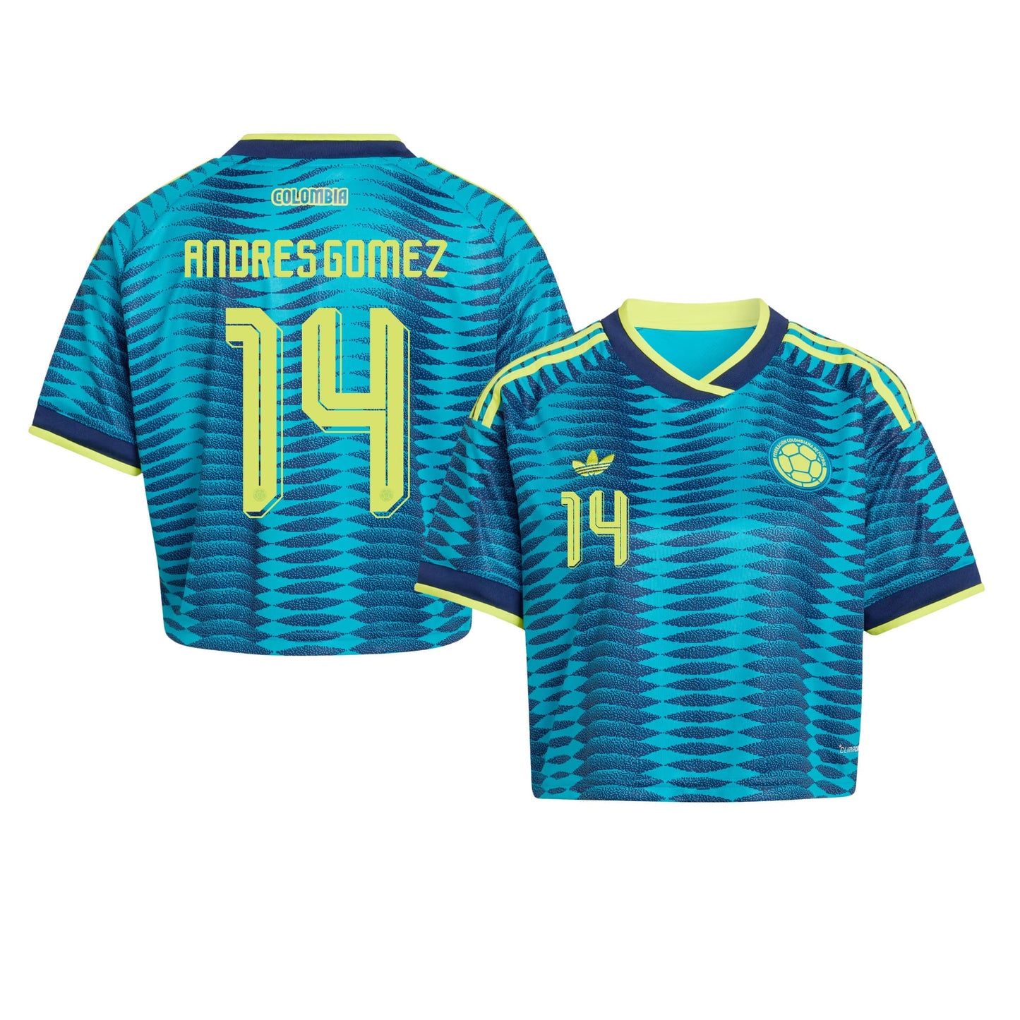 Andres Gomez 14 Colombia 2026 Away Women's Cropped Jersey - Turquoise