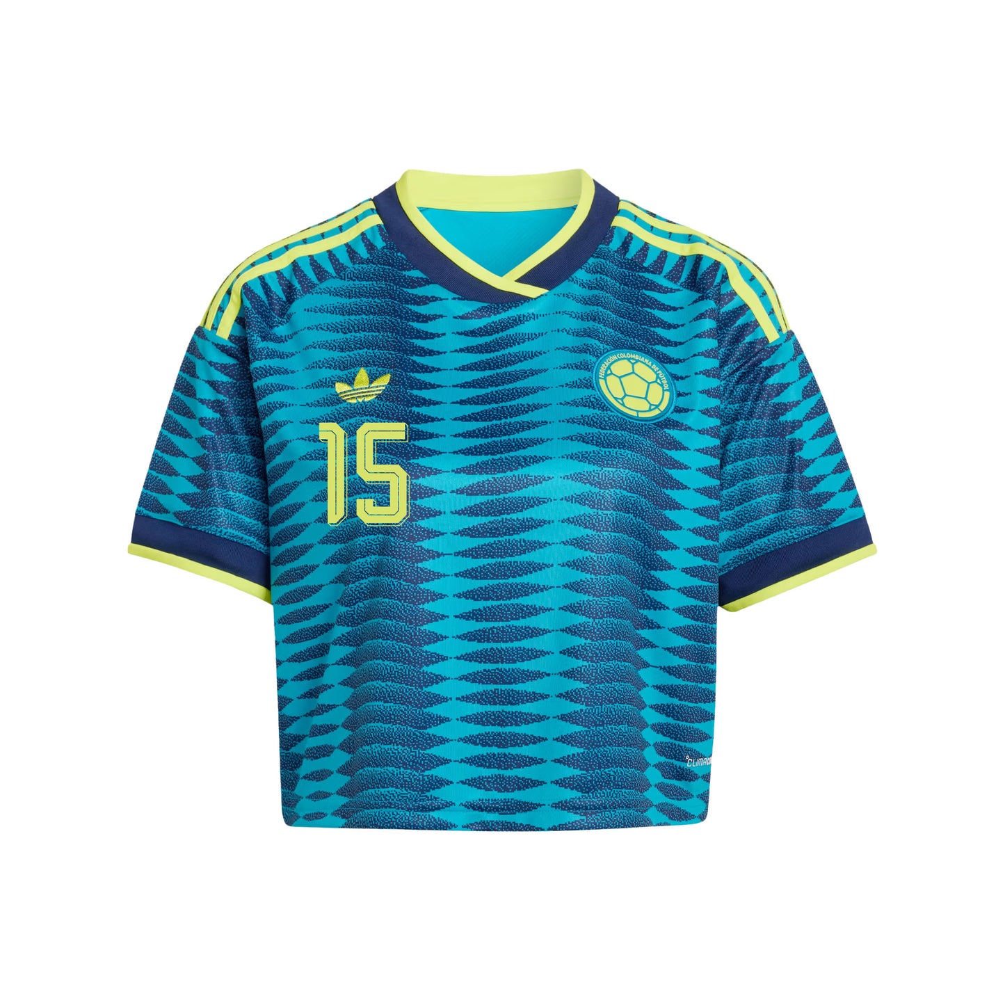 Mateus Uribe 15 Colombia 2026 Away Women's Cropped Jersey - Turquoise