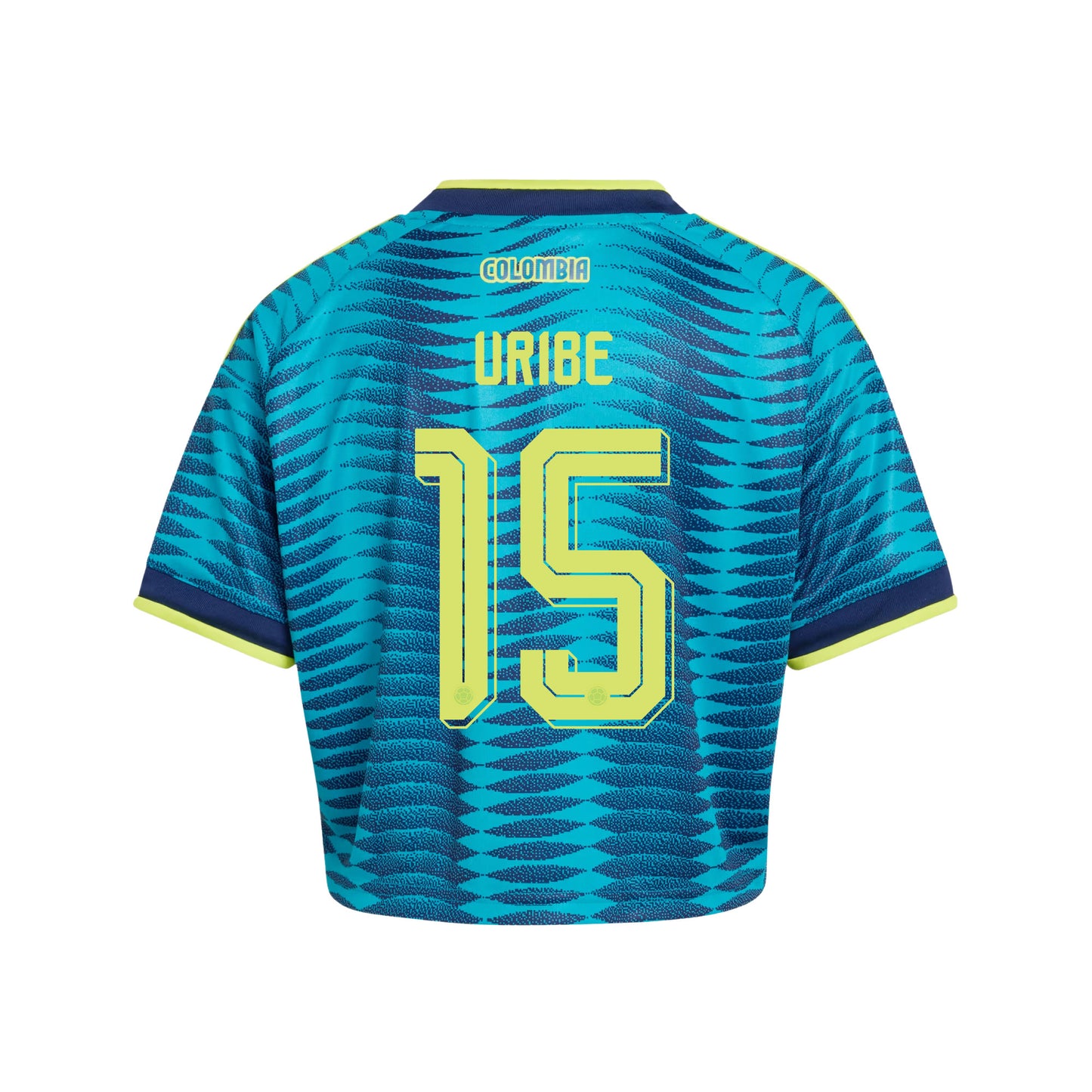 Mateus Uribe 15 Colombia 2026 Away Women's Cropped Jersey - Turquoise