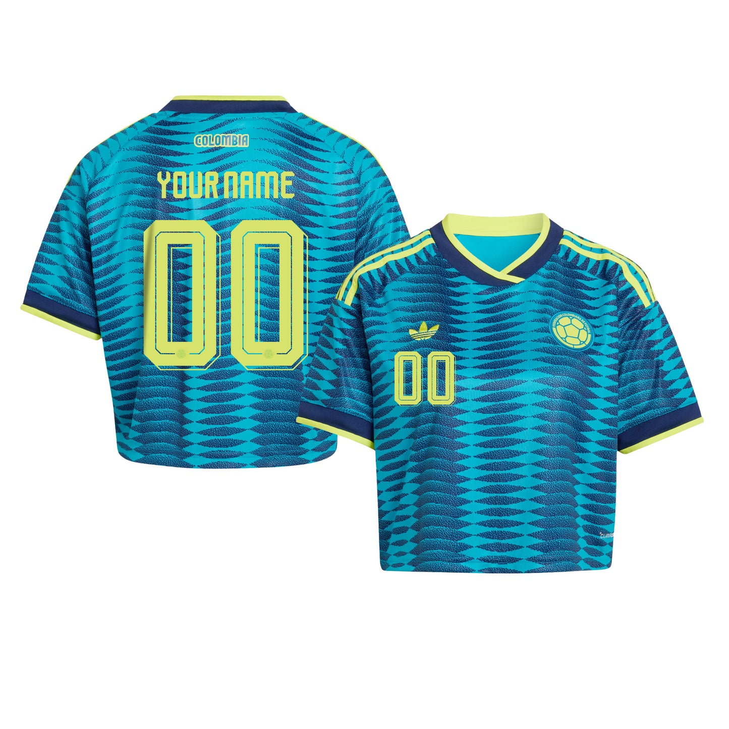 Colombia 2026 Away Personalized Women's Cropped Jersey - Turquoise