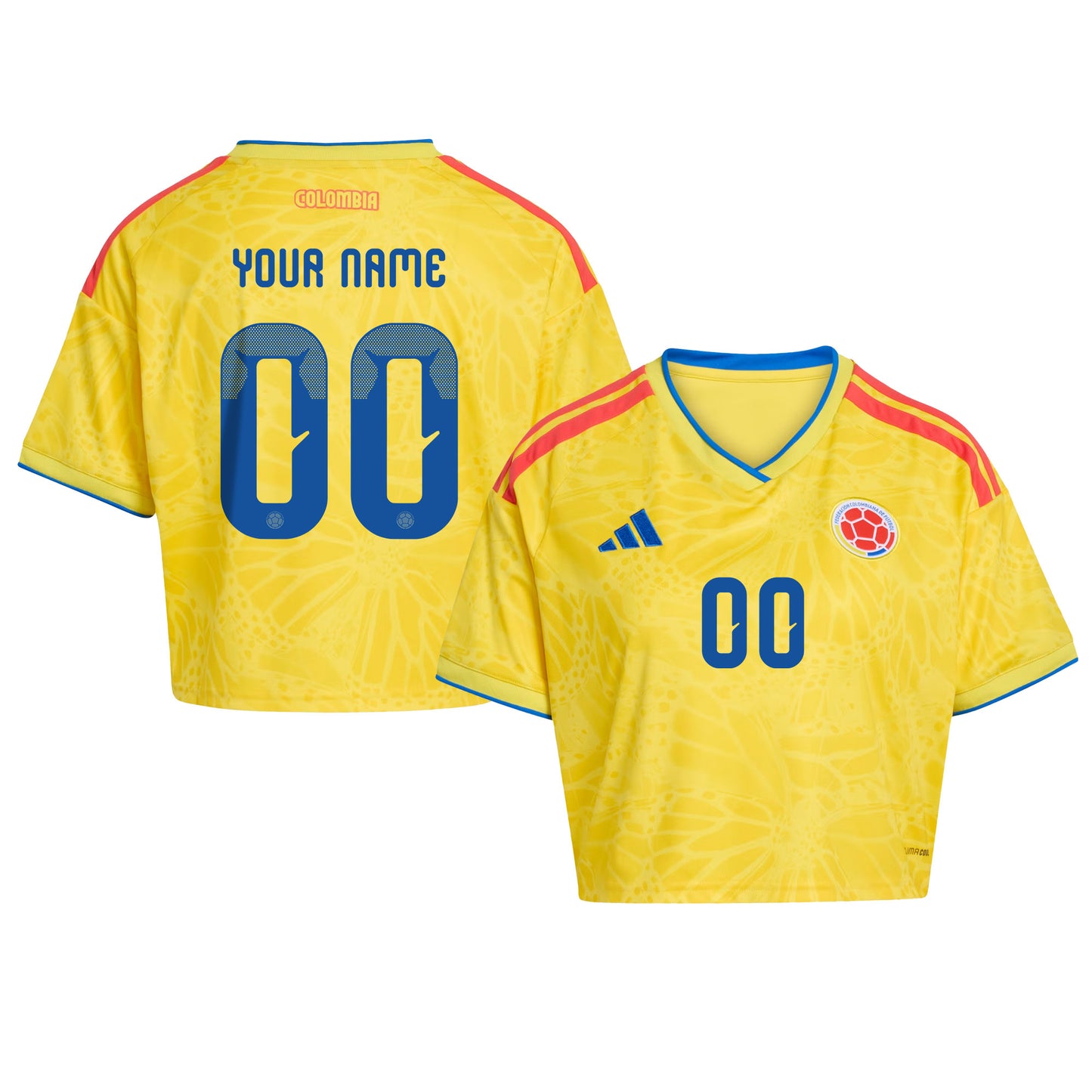 Colombia 2026 Home Personalized Women's Cropped Jersey - Yellow