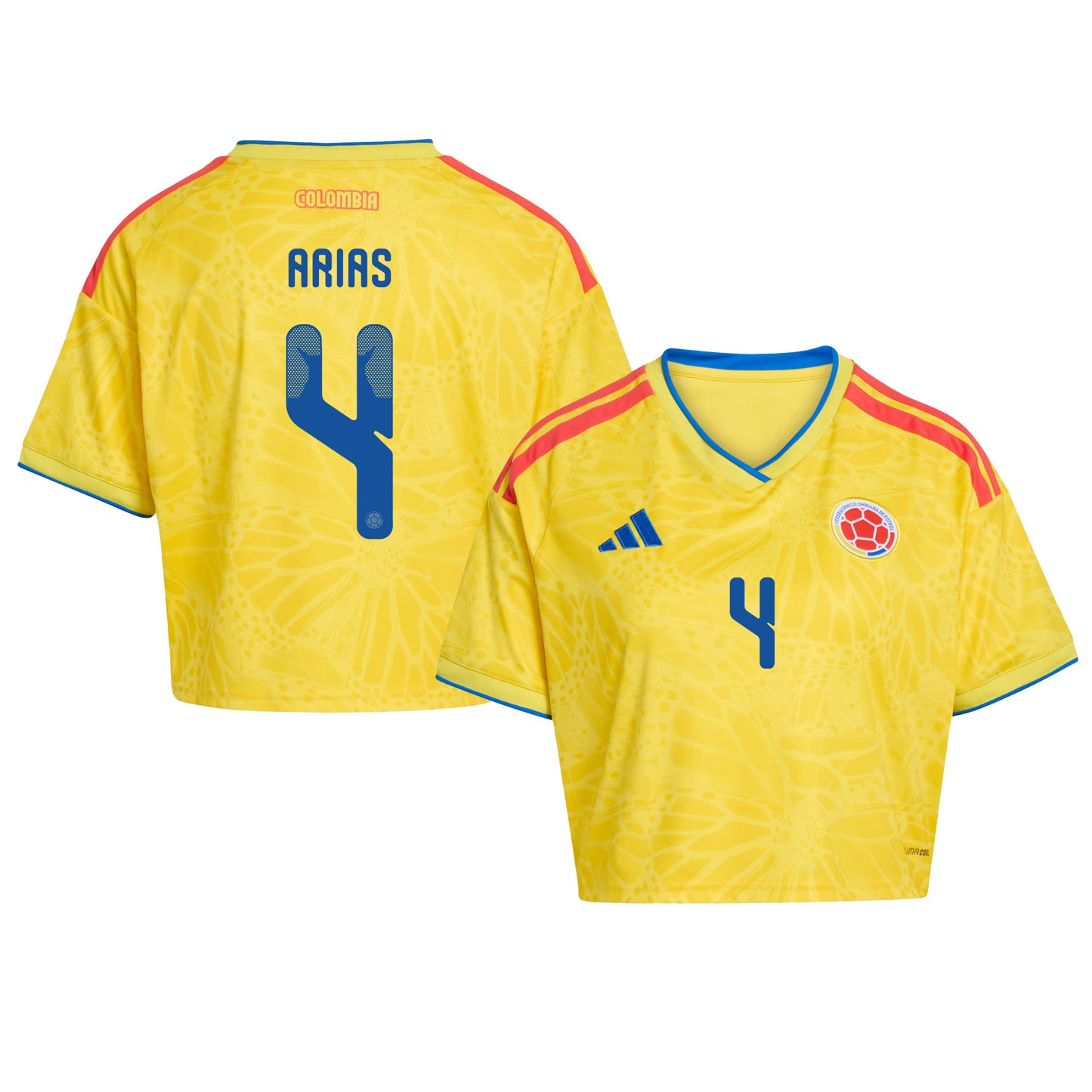 Santiago Arias 4 Colombia 2026 Home Women's Cropped Jersey - Yellow