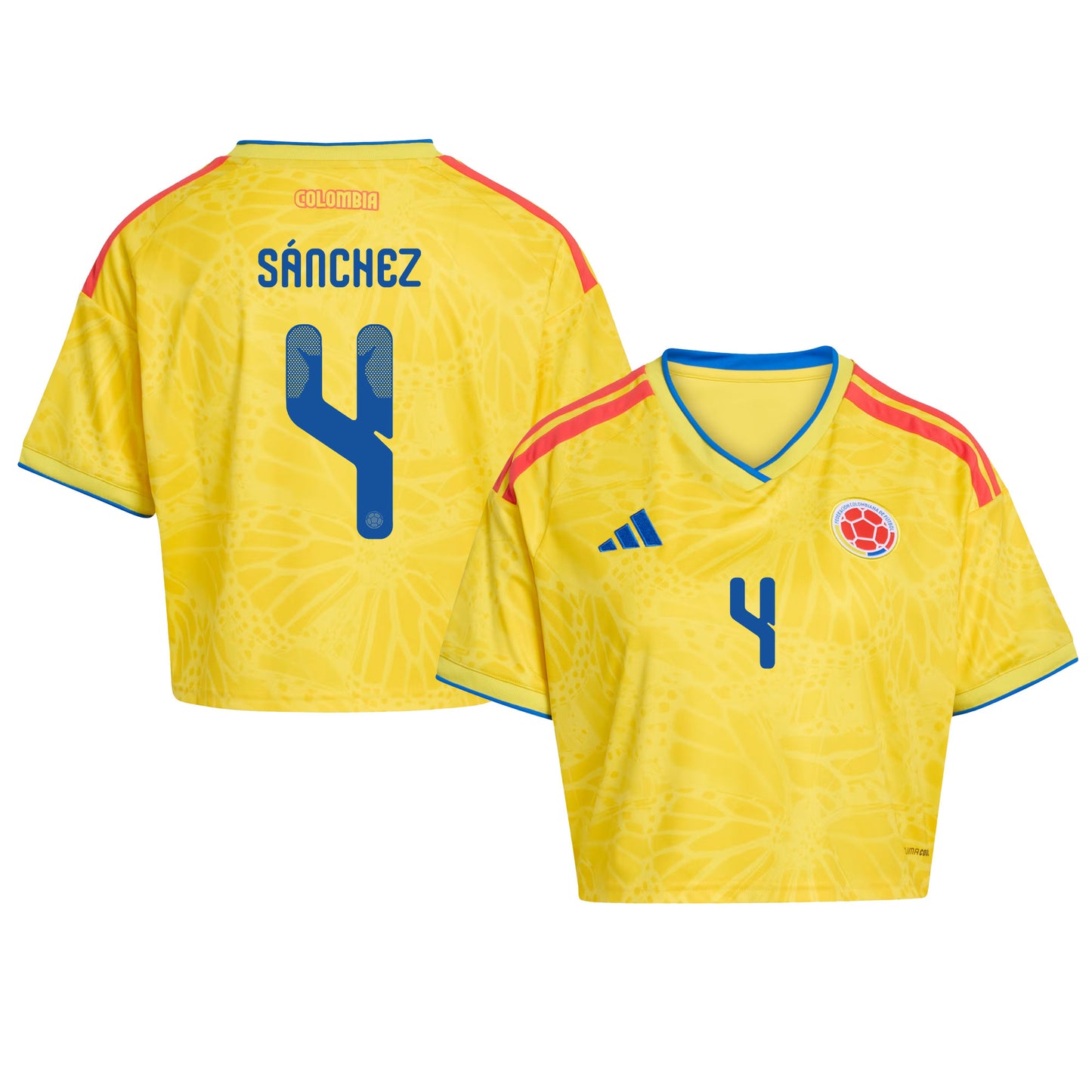 Davinson Sánchez 4 Colombia 2026 Home Women's Cropped Jersey - Yellow