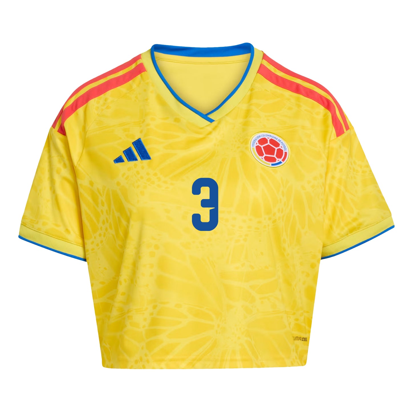 Jhon Lucumí 3 Colombia 2026 Home Women's Cropped Jersey - Yellow