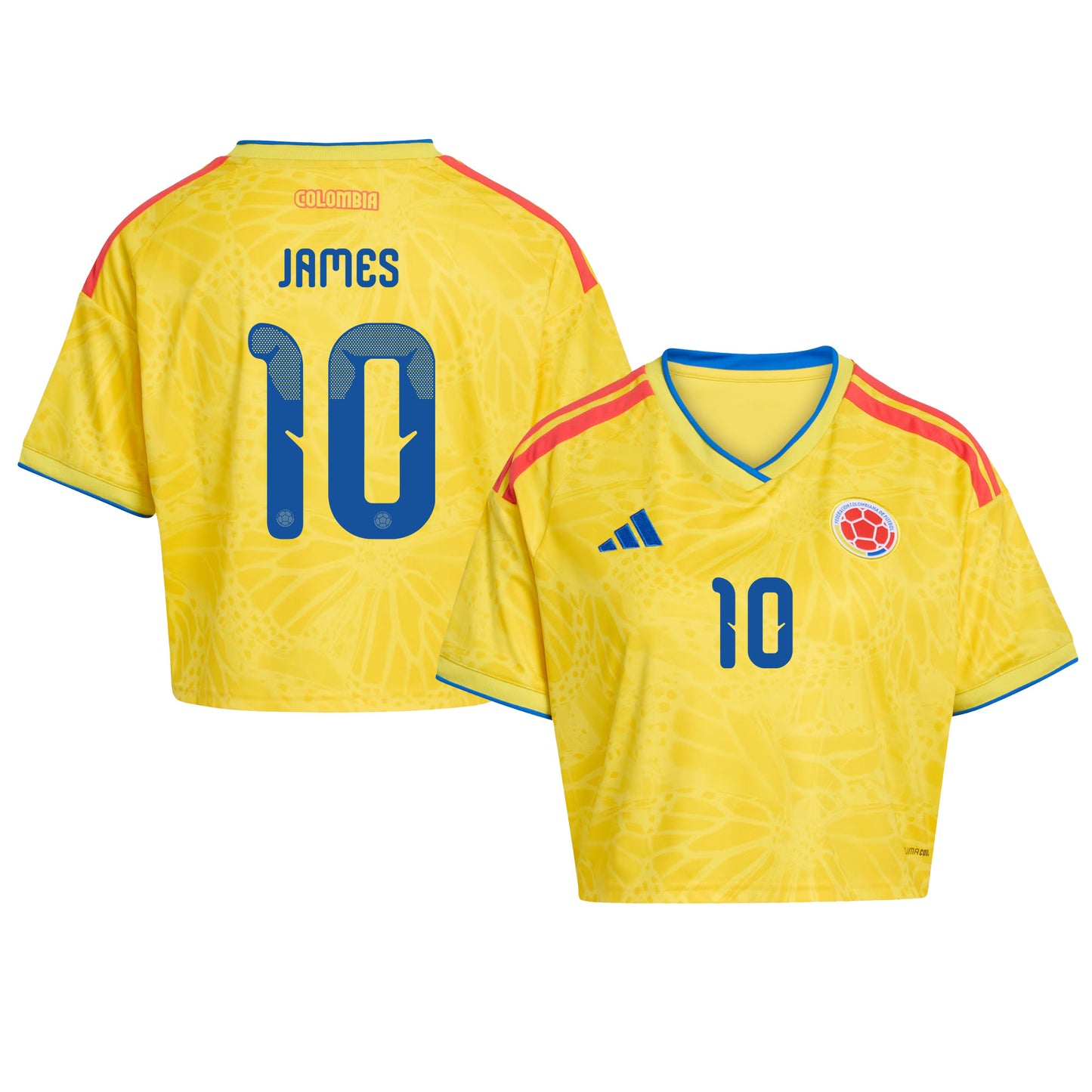 James Rodriguez 10 Colombia 2026 Home Women's Cropped Jersey - Yellow