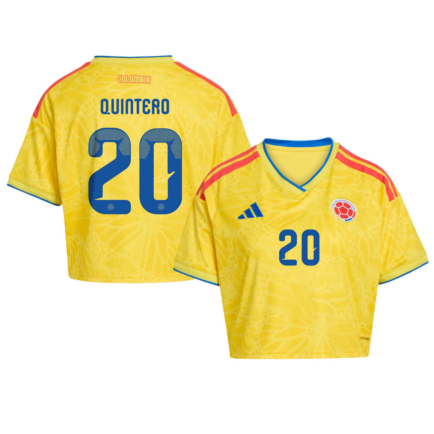 Juan Fernando Quintero 20 Colombia 2026 Home Women's Cropped Jersey - Yellow