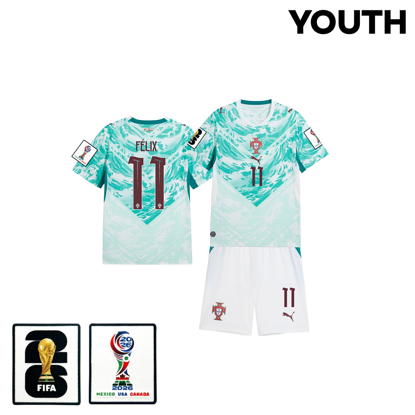 João Félix 11 Portugal 2026 Youth Away Jersey & Shorts Set - White