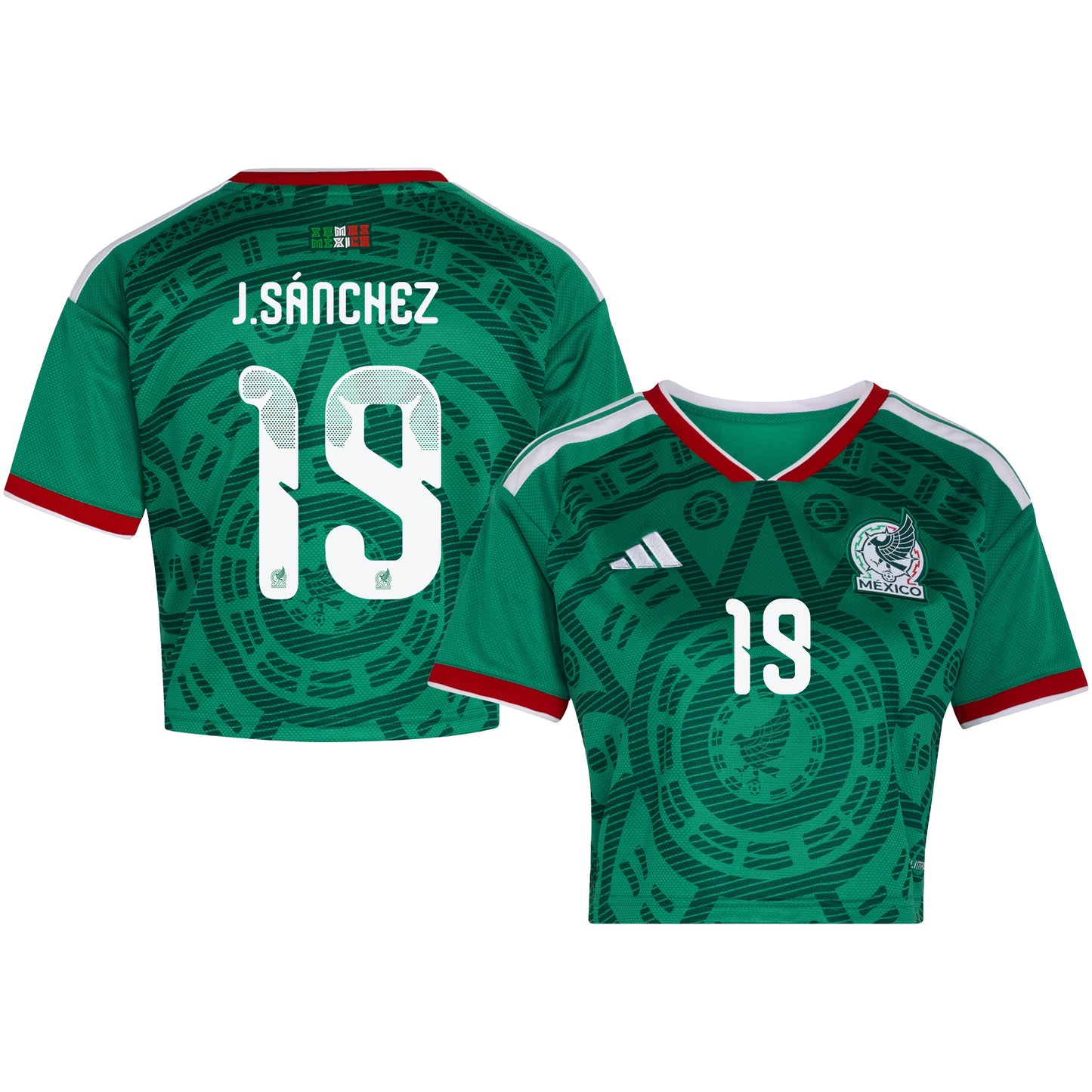 Jorge Sánchez 19 Mexico 2026 Home Women's Cropped Jersey - Green