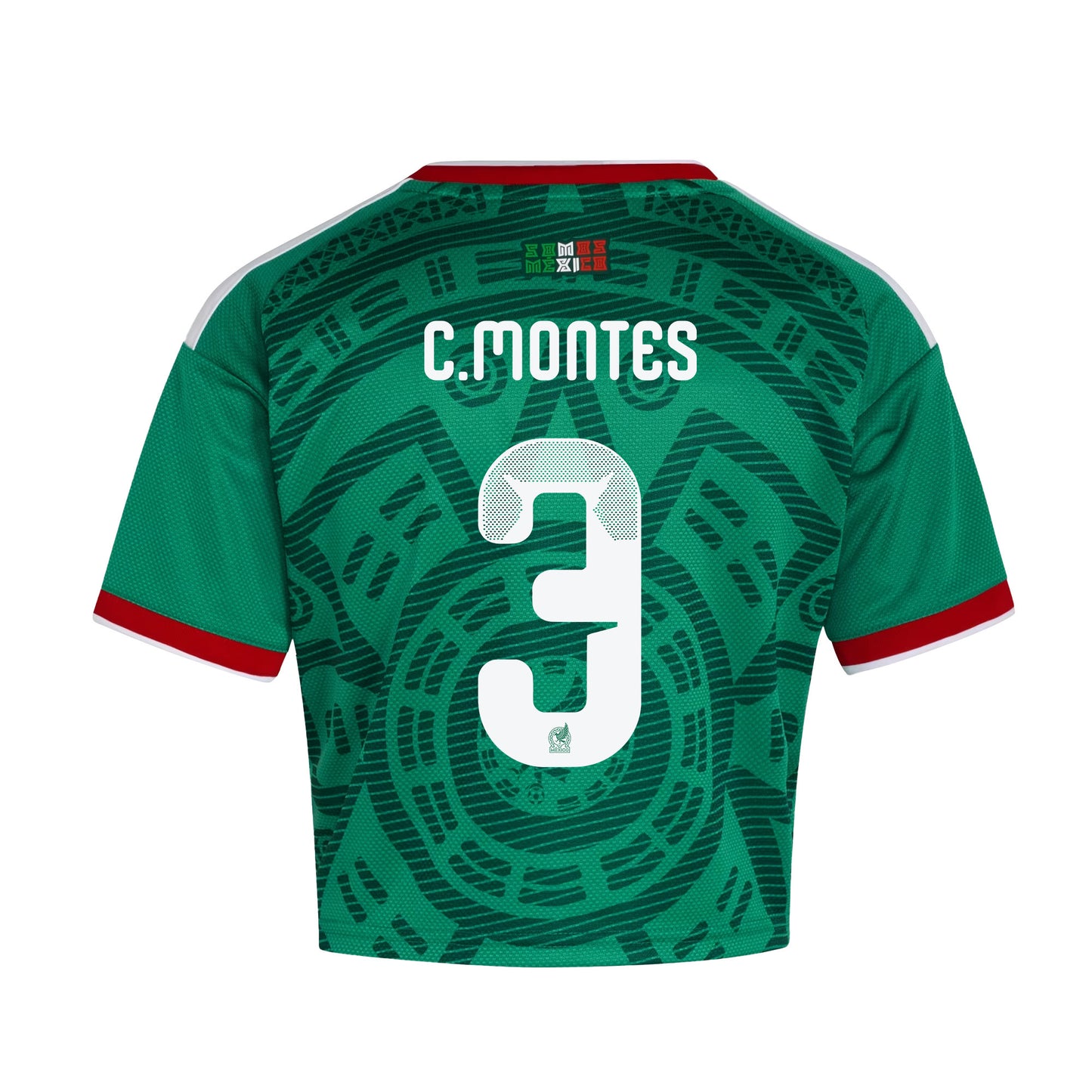 César Montes 3 Mexico 2026 Home Women's Cropped Jersey - Green