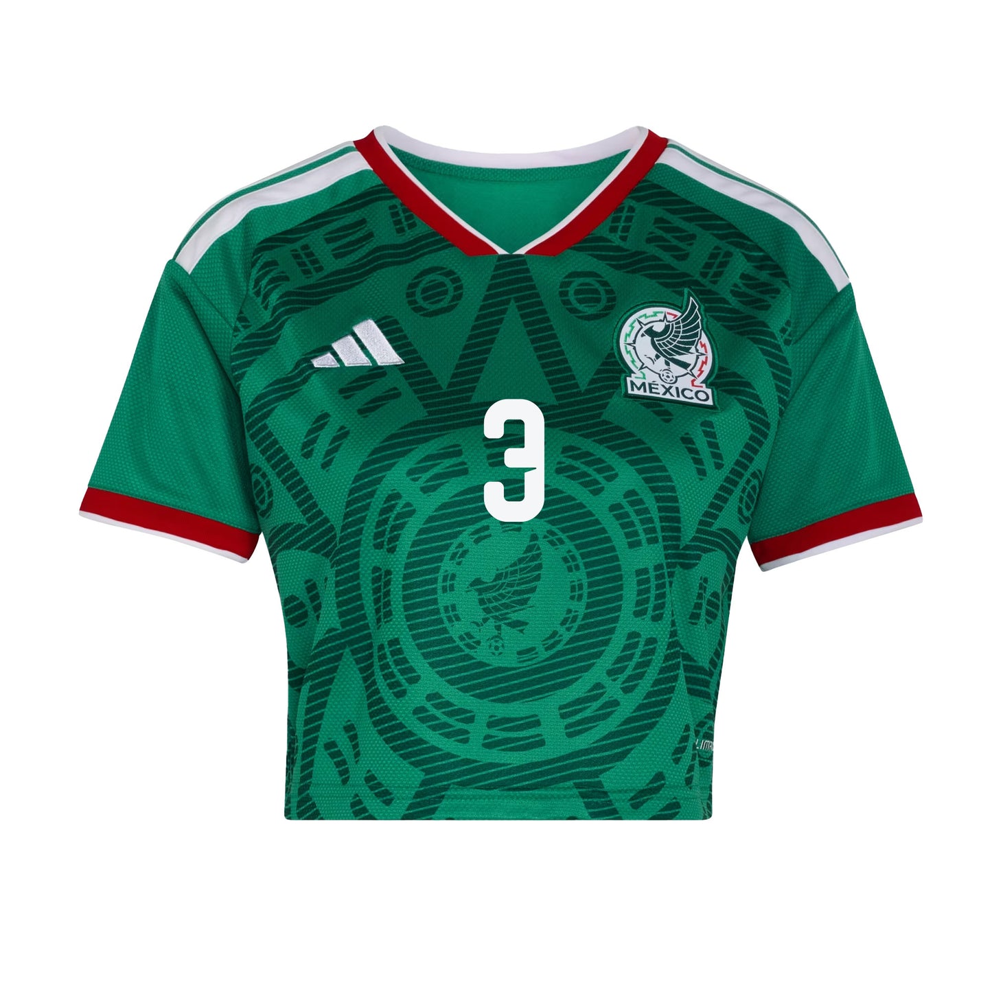 César Montes 3 Mexico 2026 Home Women's Cropped Jersey - Green