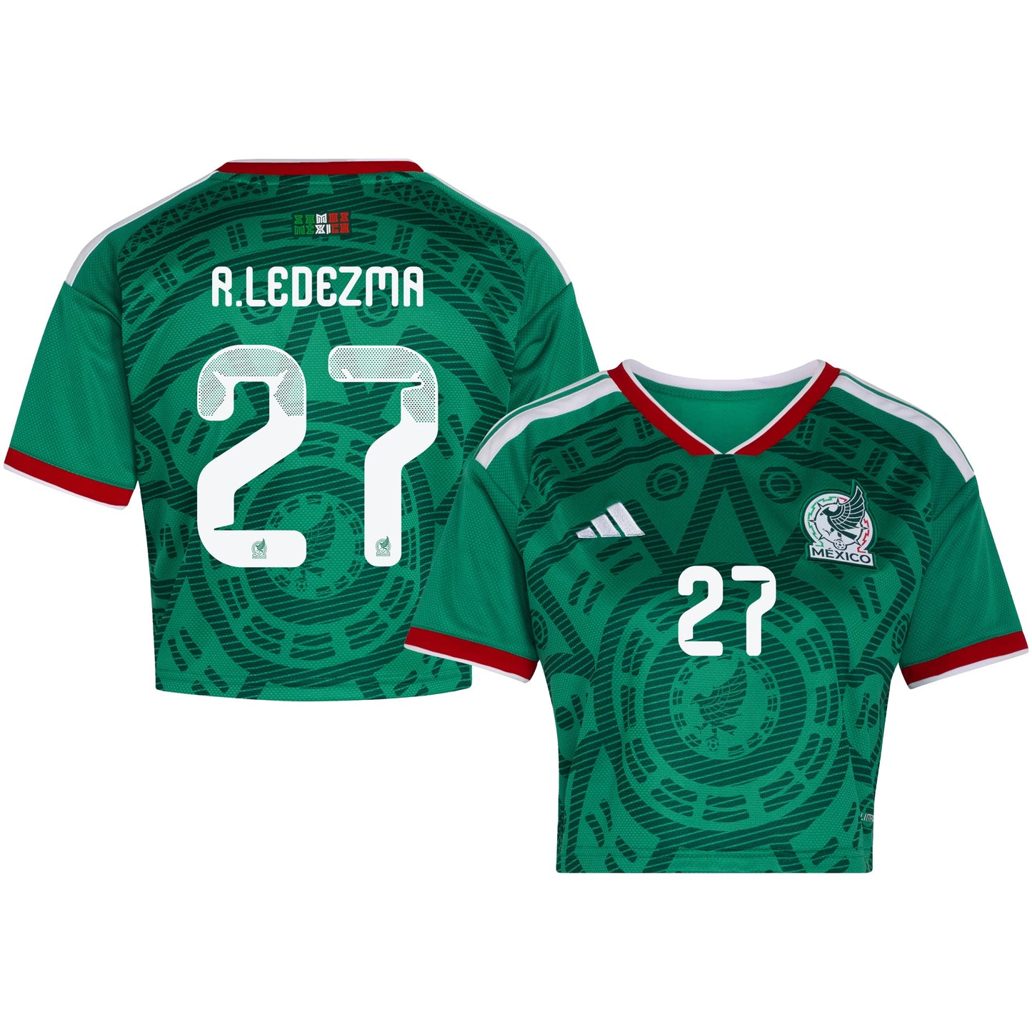 Richard Ledezma 27 Mexico 2026 Home Women's Cropped Jersey - Green