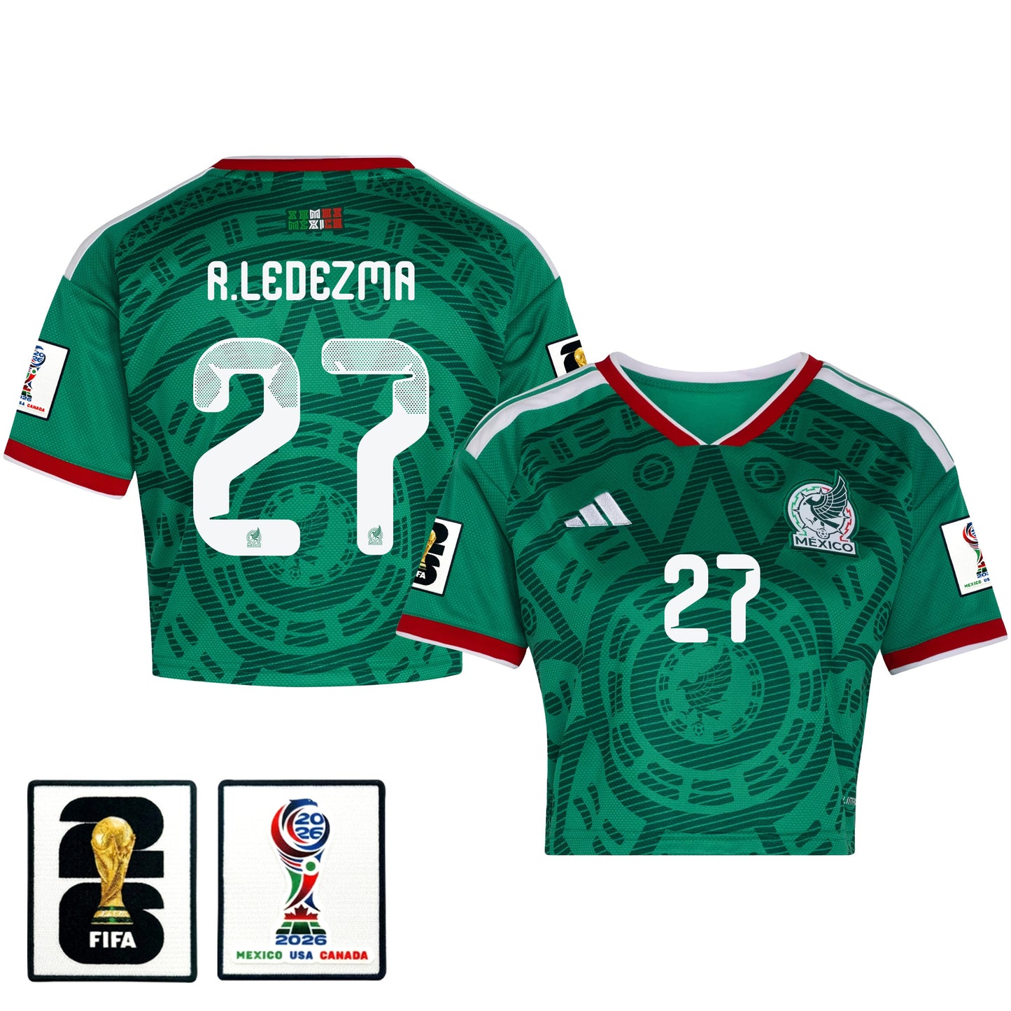 Richard Ledezma 27 Mexico 2026 Home Women's Cropped Jersey - Green