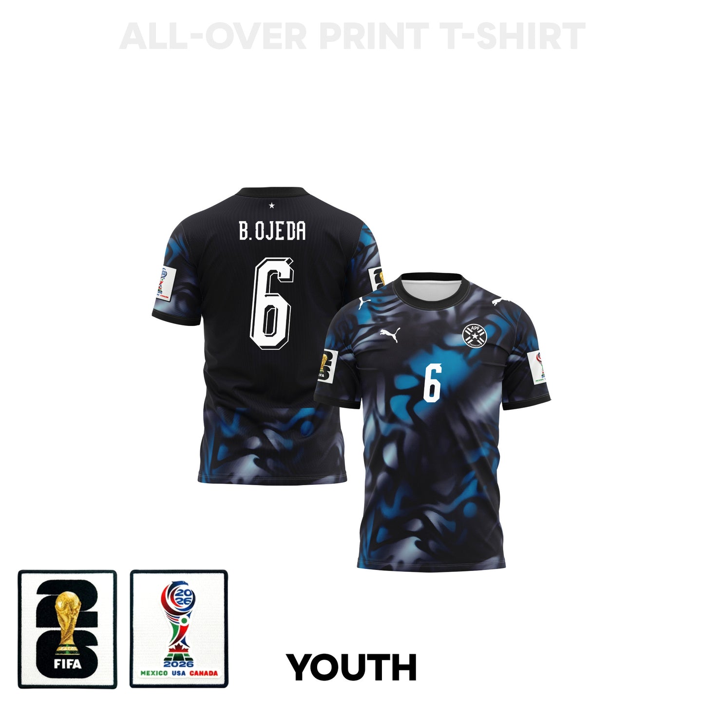 Braian Ojeda 6 Youth Paraguay 2026 Away 3D T-shirt Fully Printed – Navy
