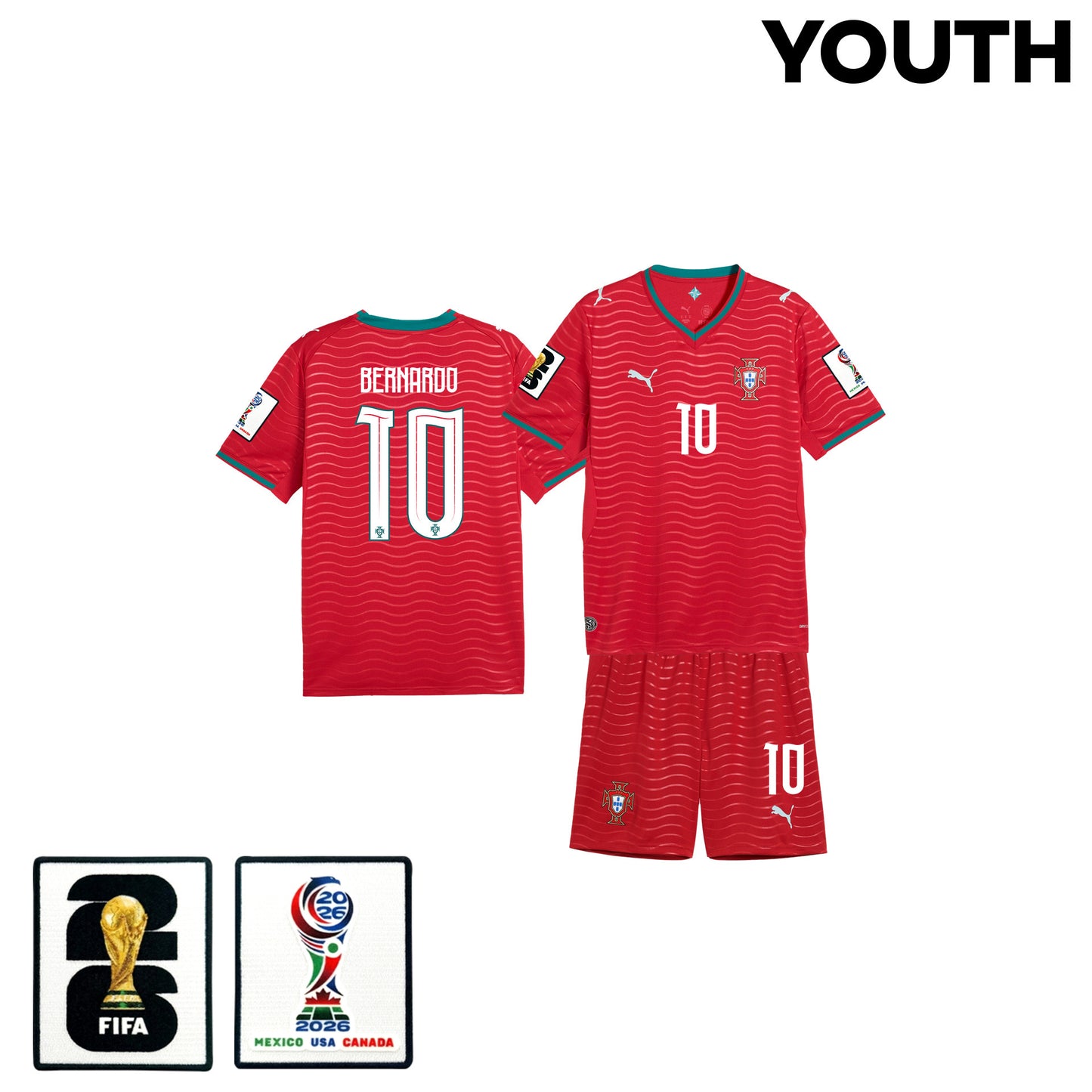 Bernardo Silva 10 Portugal 2026 Youth Home Jersey & Shorts Set - Red