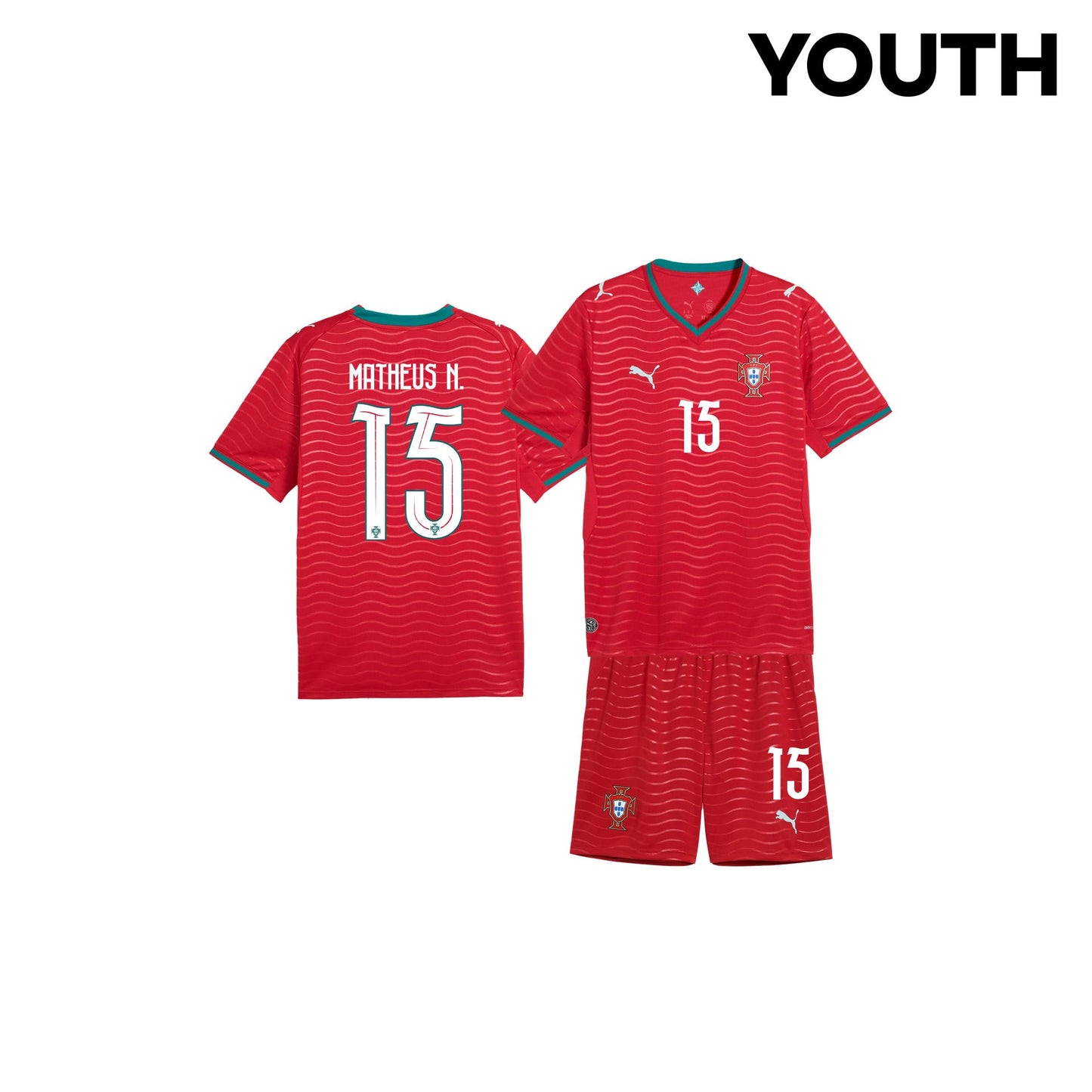 Matheus Nunes 15 Portugal 2026 Youth Home Jersey & Shorts Set - Red