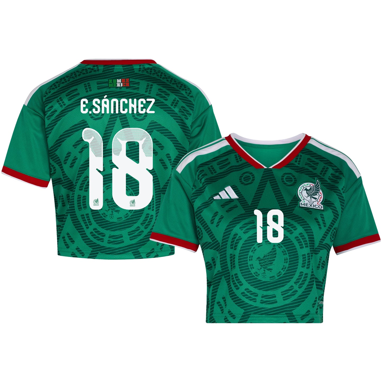 Érick Sánchez 18 Mexico 2026 Home Women's Cropped Jersey - Green