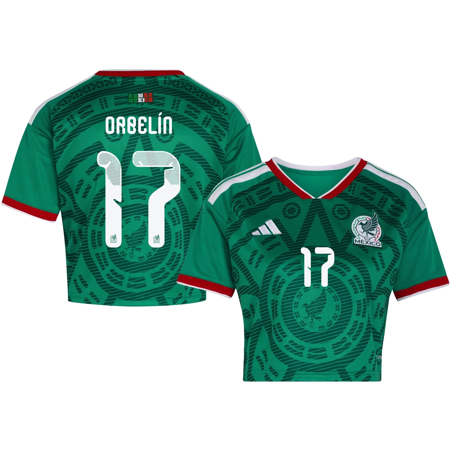 Orbelín Pineda 17 Mexico 2026 Home Women's Cropped Jersey - Green