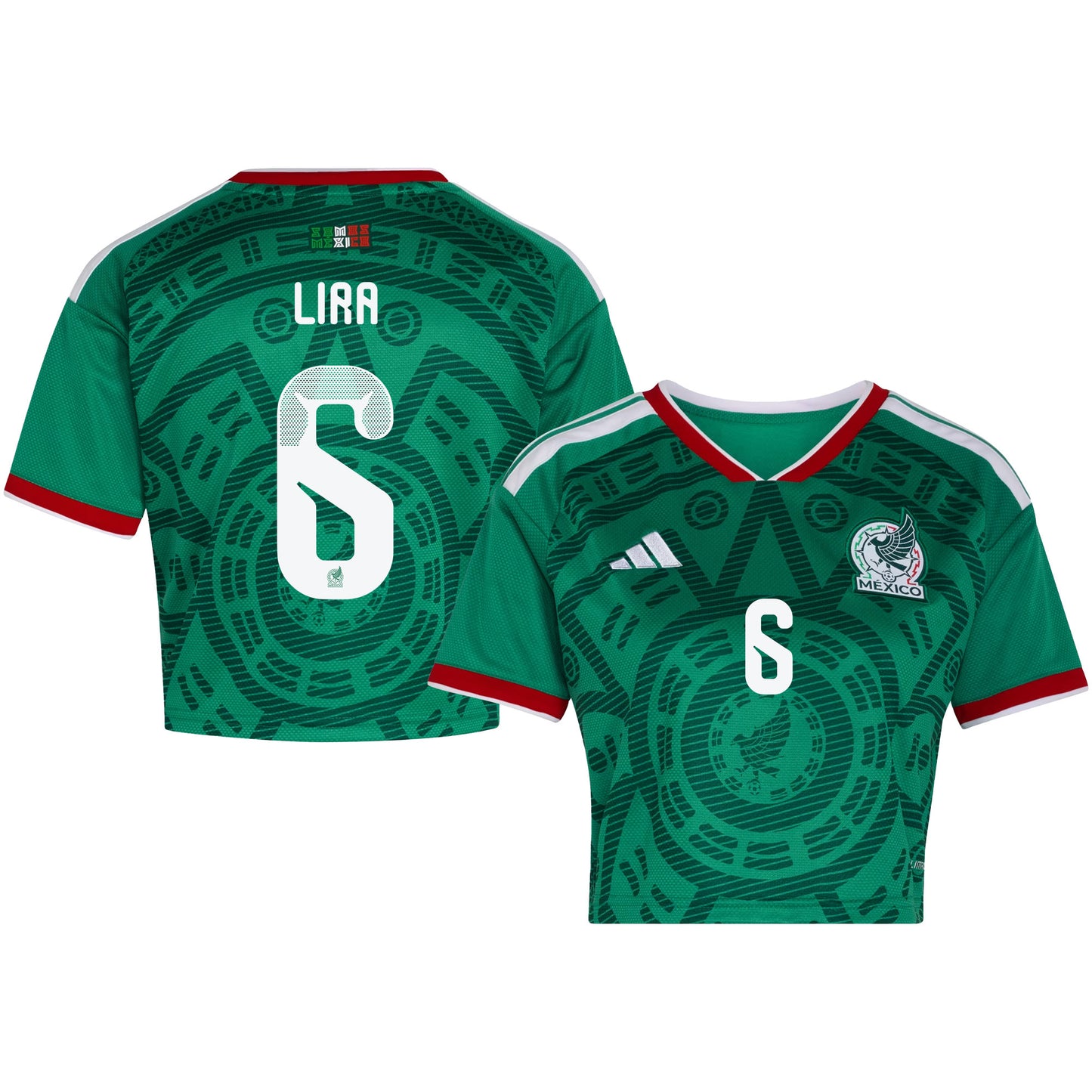 Erik Lira 6 Mexico 2026 Home Women's Cropped Jersey - Green