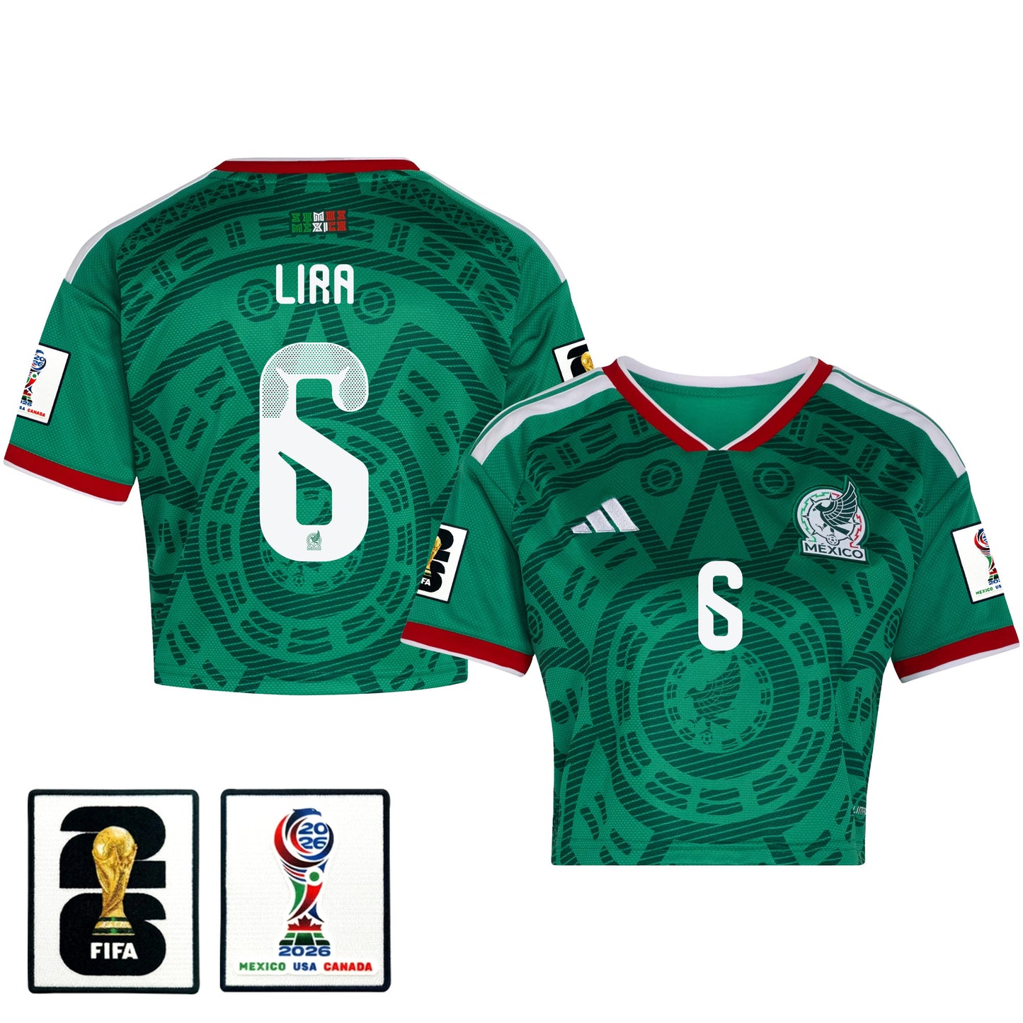 Erik Lira 6 Mexico 2026 Home Women's Cropped Jersey - Green