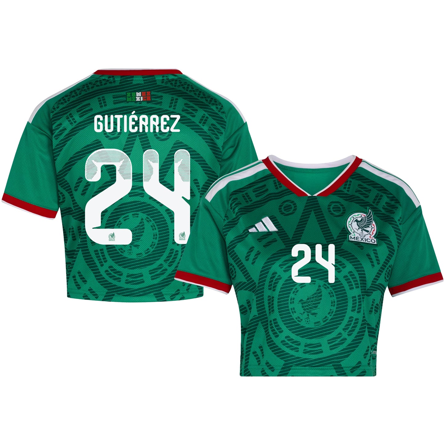 Brian Gutiérrez 24 Mexico 2026 Home Women's Cropped Jersey - Green