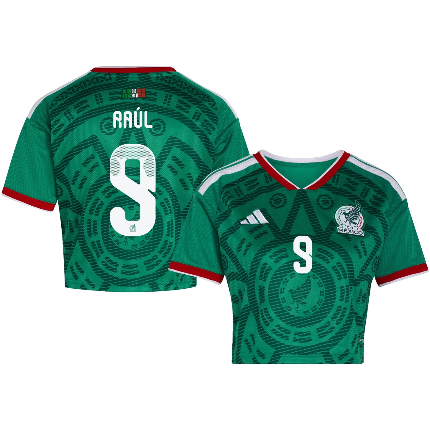 Raúl Jiménez 9 Mexico 2026 Home Women's Cropped Jersey - Green