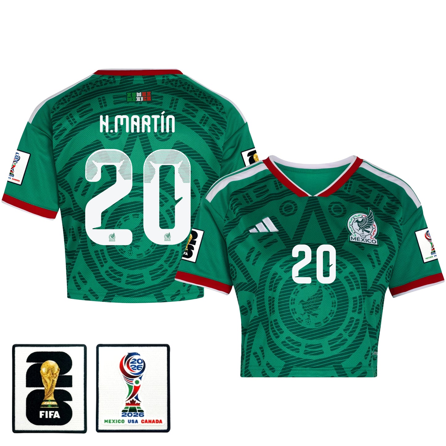 Henry Martín 20 Mexico 2026 Home Women's Cropped Jersey - Green