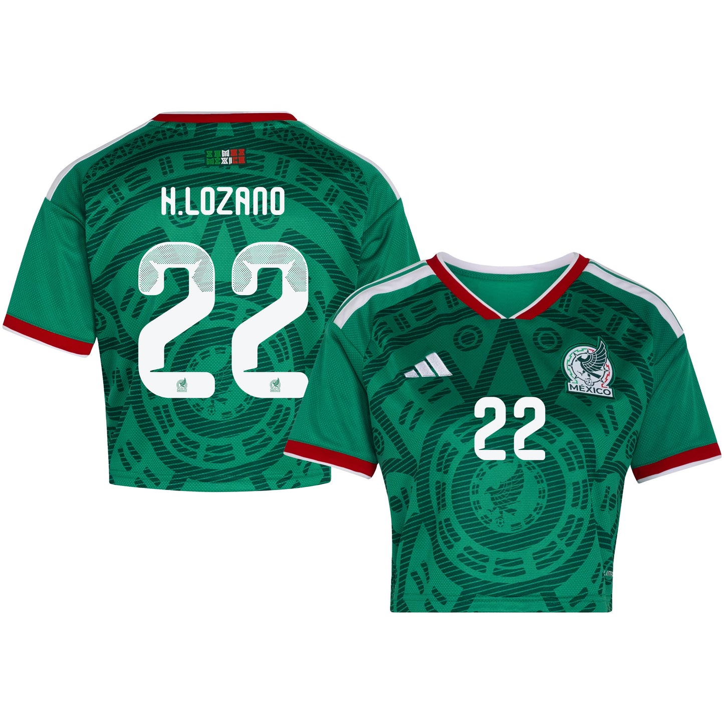 Hirving Lozano 22 Mexico 2026 Home Women's Cropped Jersey - Green