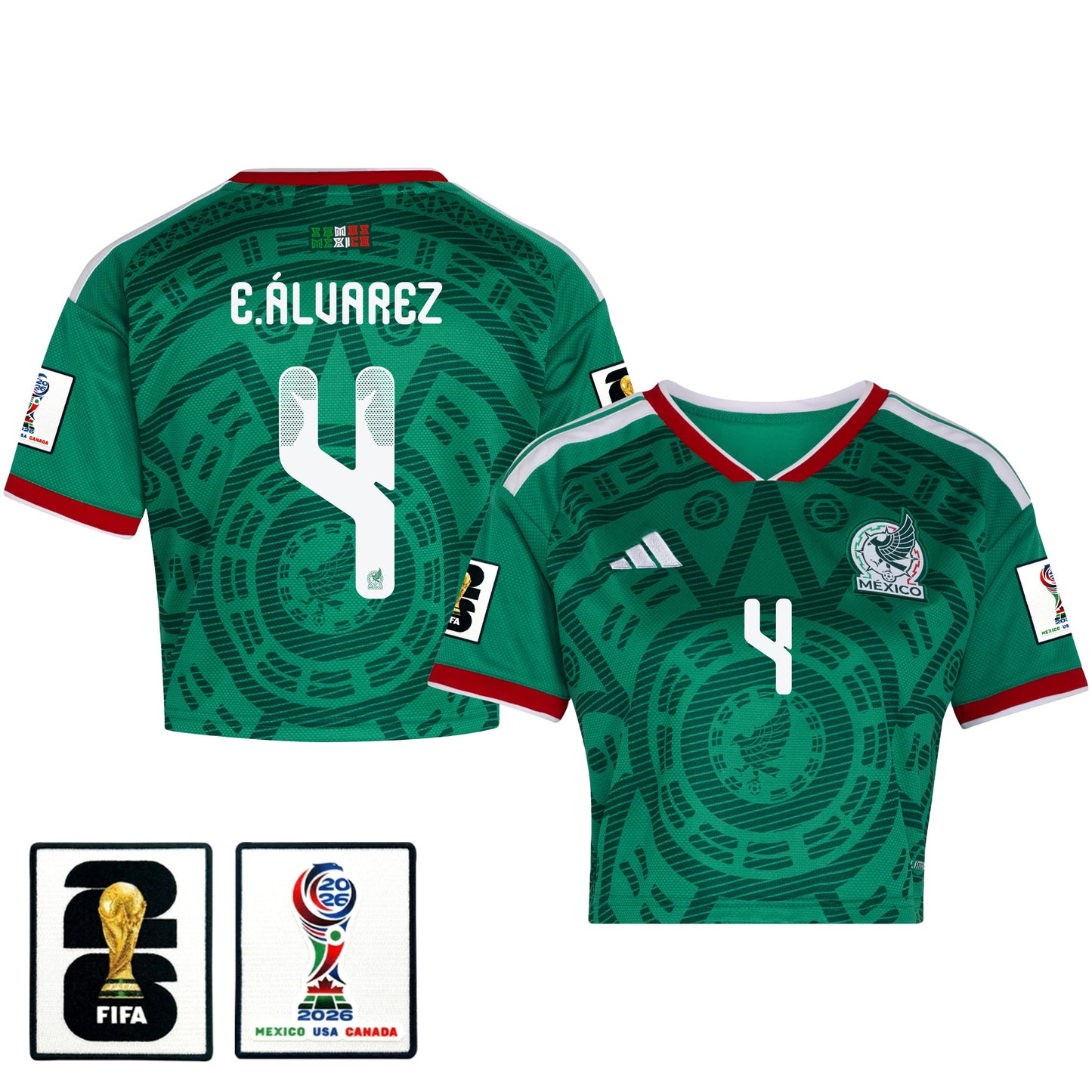 Edson Álvarez 4 Mexico 2026 Home Women's Cropped Jersey - Green