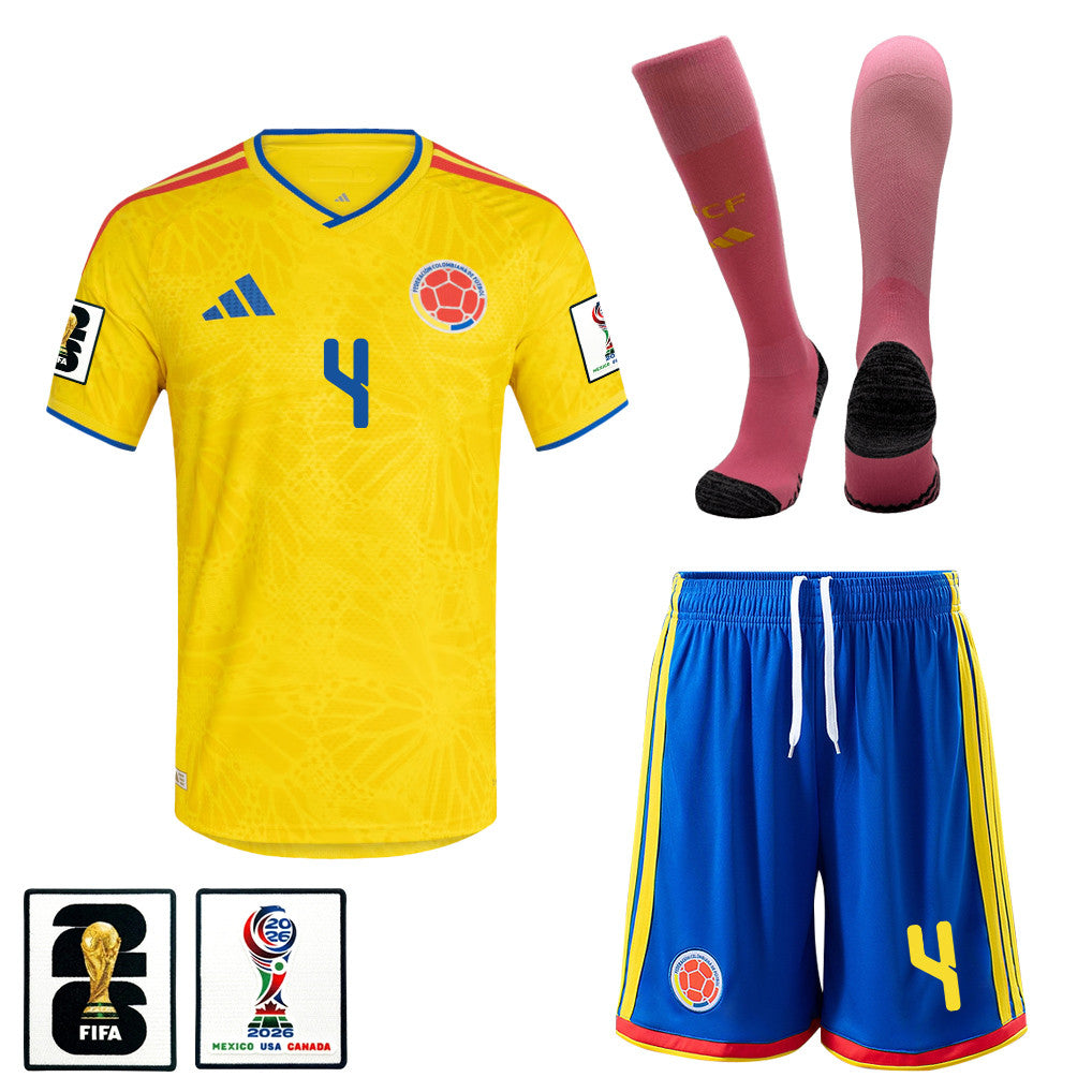 Davinson Sánchez 4 Colombia 2026 Home Men Kit Set – Yellow