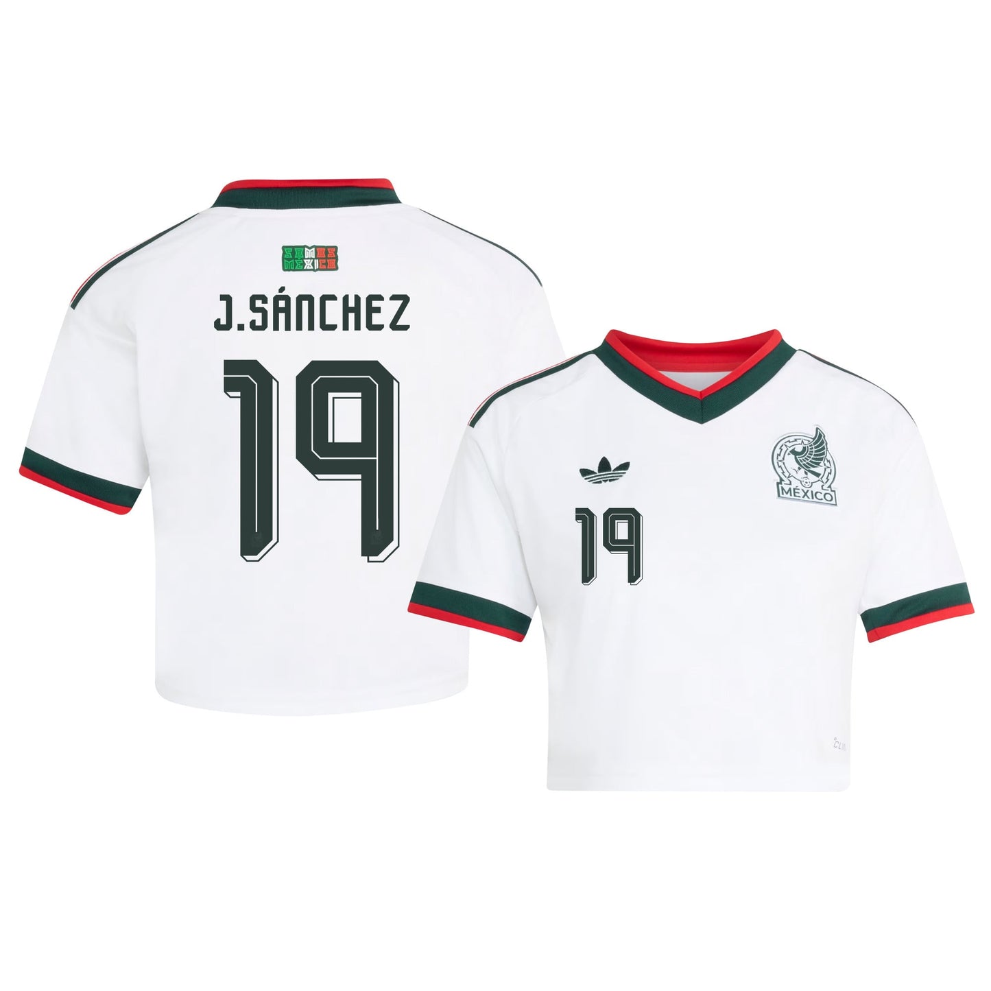 Jorge Sánchez 19 Mexico 2026 Away Women's Cropped Jersey - White