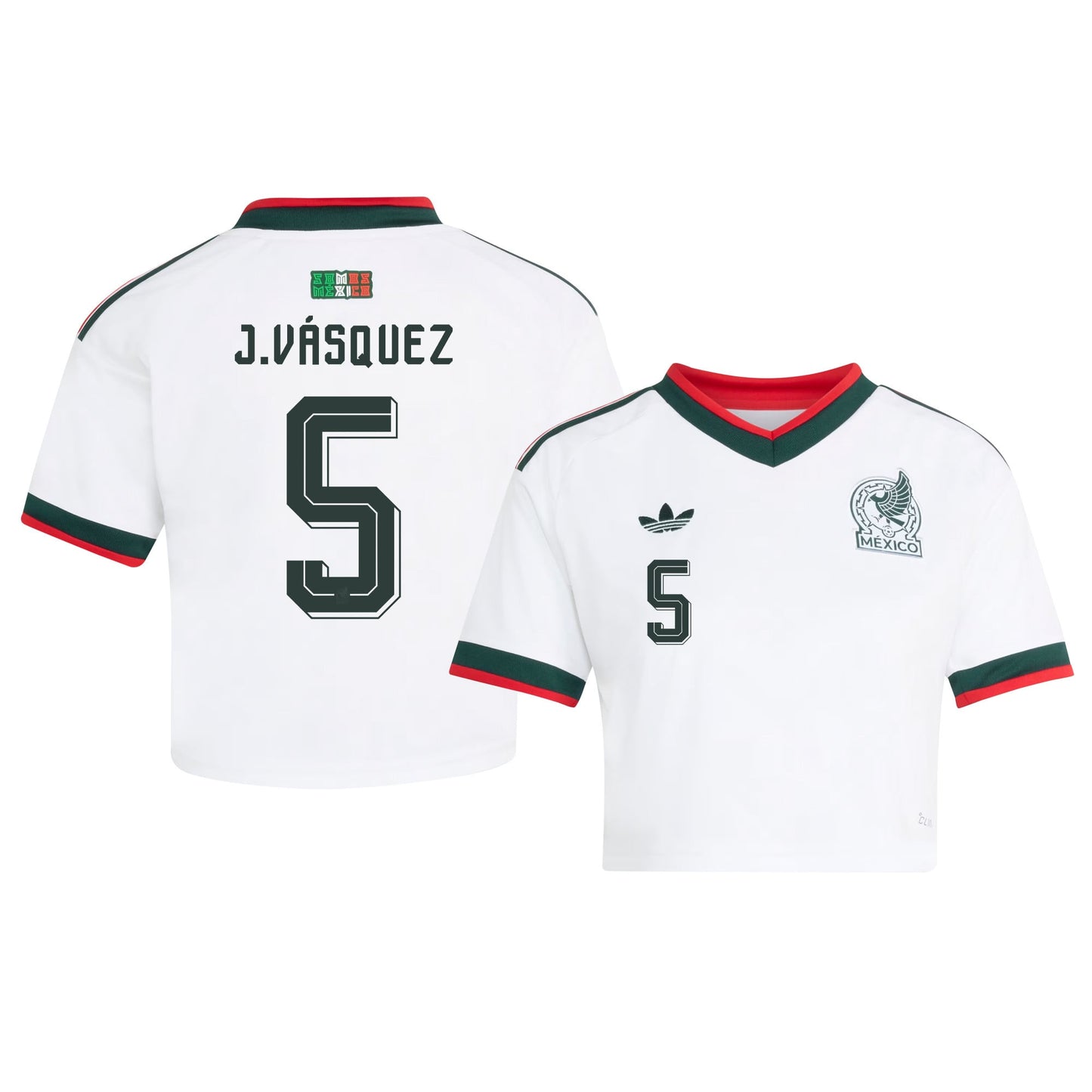 Johan Vásquez 5 Mexico 2026 Away Women's Cropped Jersey - White