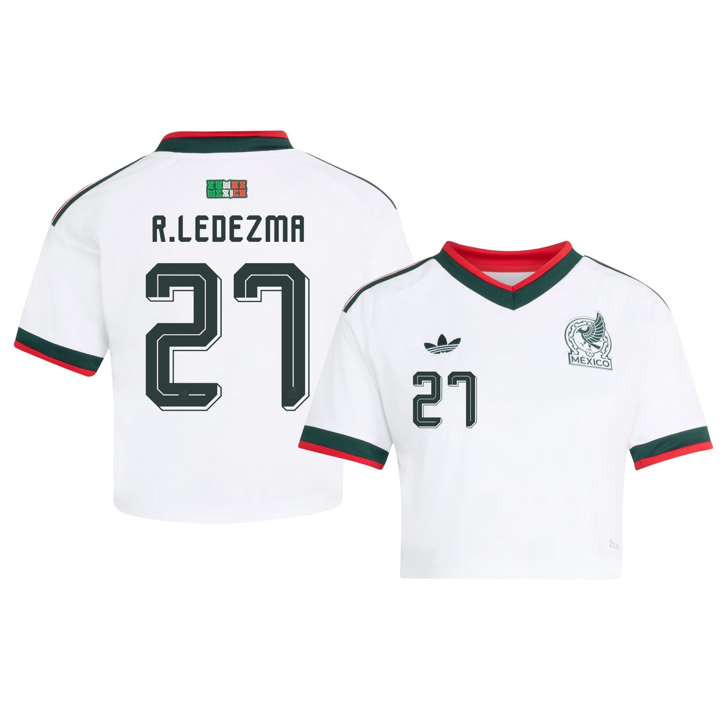 Richard Ledezma 27 Mexico 2026 Away Women's Cropped Jersey - White