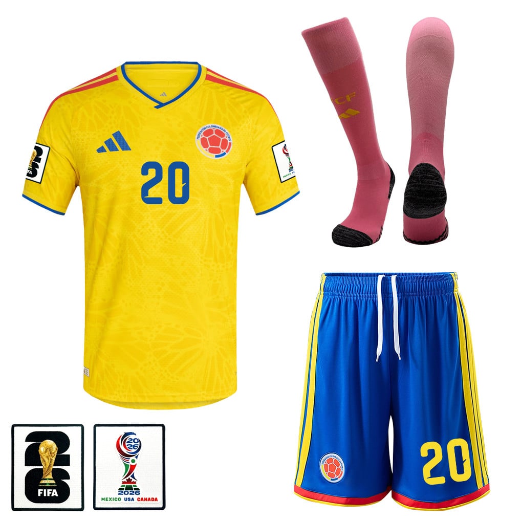 Juan Fernando Quintero 20 Colombia 2026 Home Men Kit Set – Yellow