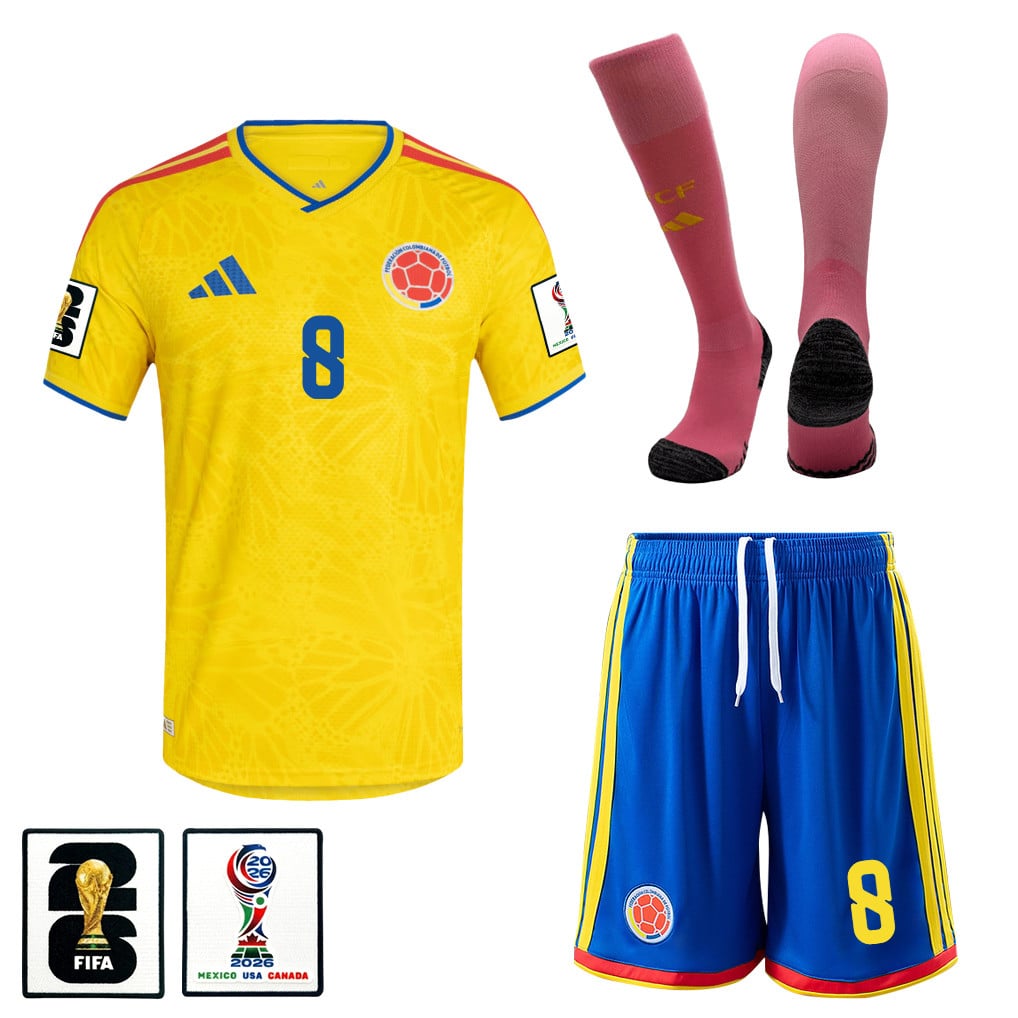 Jorge Carrascal 8 Colombia 2026 Home Men Kit Set – Yellow