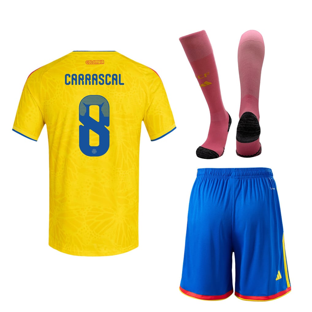 Jorge Carrascal 8 Colombia 2026 Home Men Kit Set – Yellow