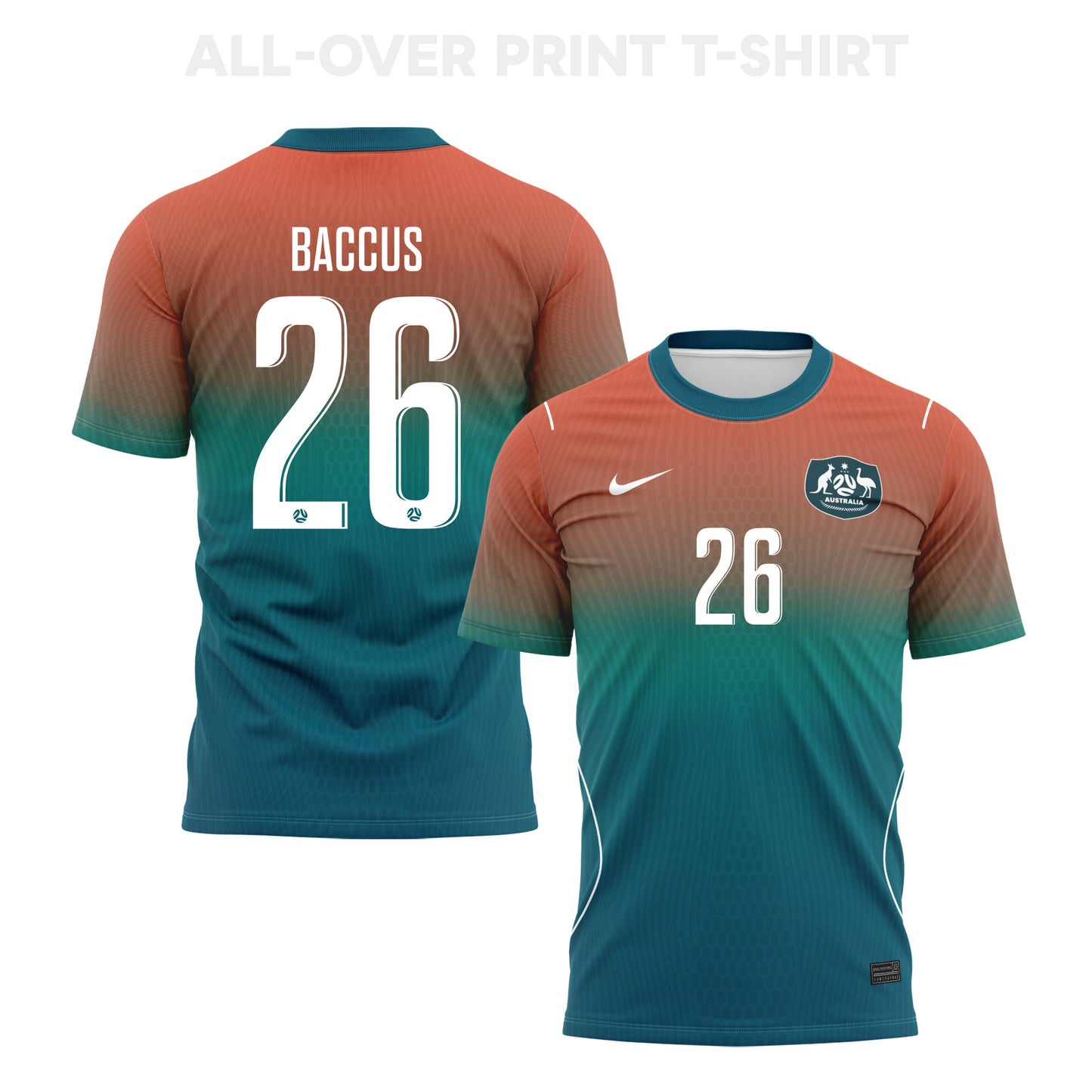 Keanu Baccus 26 Australia 2026 Away 3D T-Shirt Fully Printed – Unisex, Teal