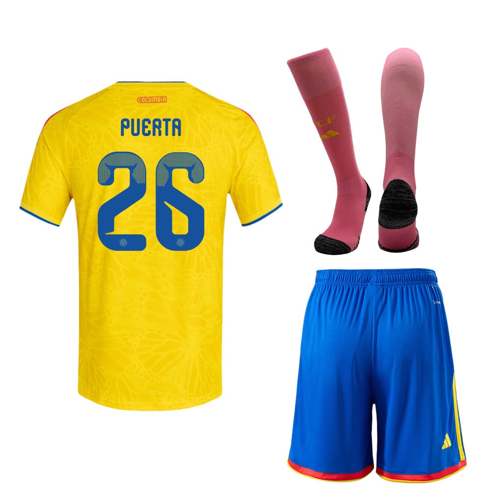 Gustavo Puerta 26 Colombia 2026 Home Men Kit Set – Yellow