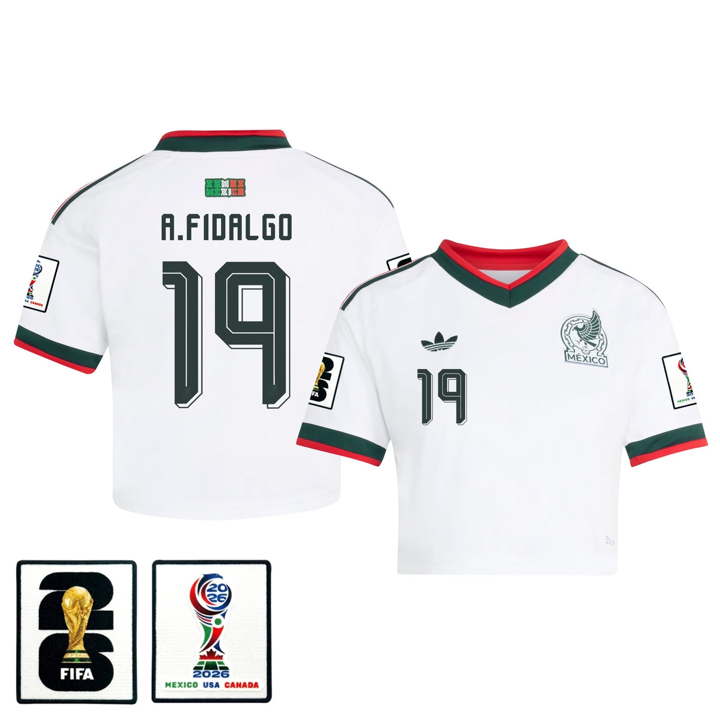 Álvaro Fidalgo 19 Mexico 2026 Away Women's Cropped Jersey - White