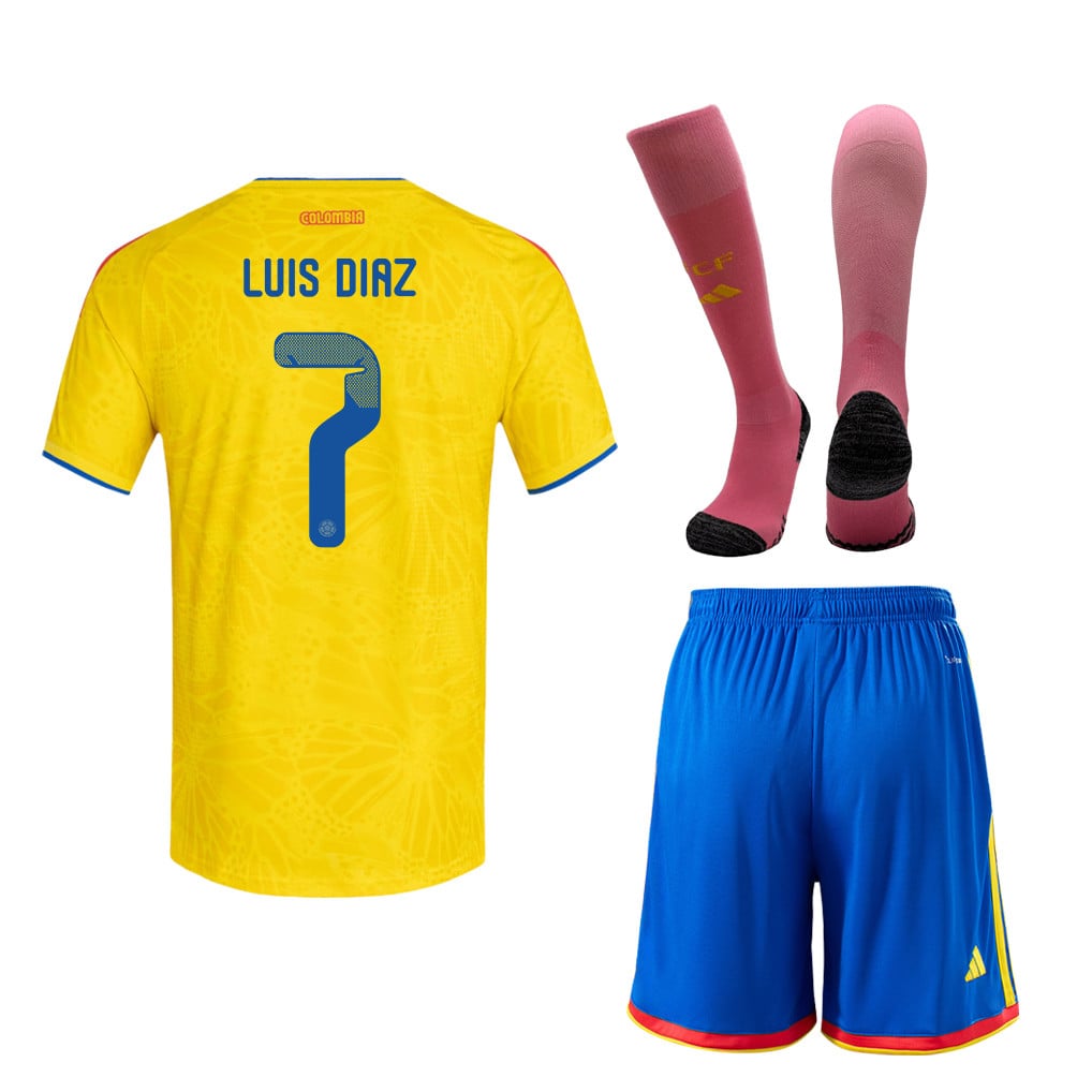 Luis Diaz 7 Colombia 2026 Home Men Kit Set – Yellow