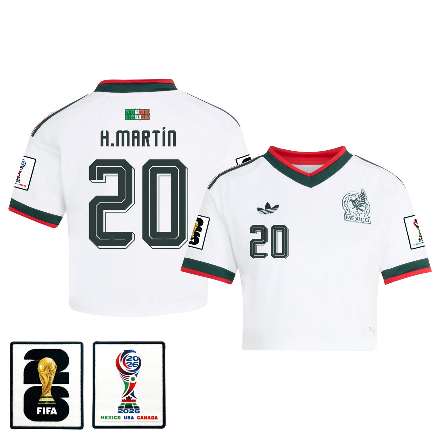 Henry Martín 20 Mexico 2026 Away Women's Cropped Jersey - White