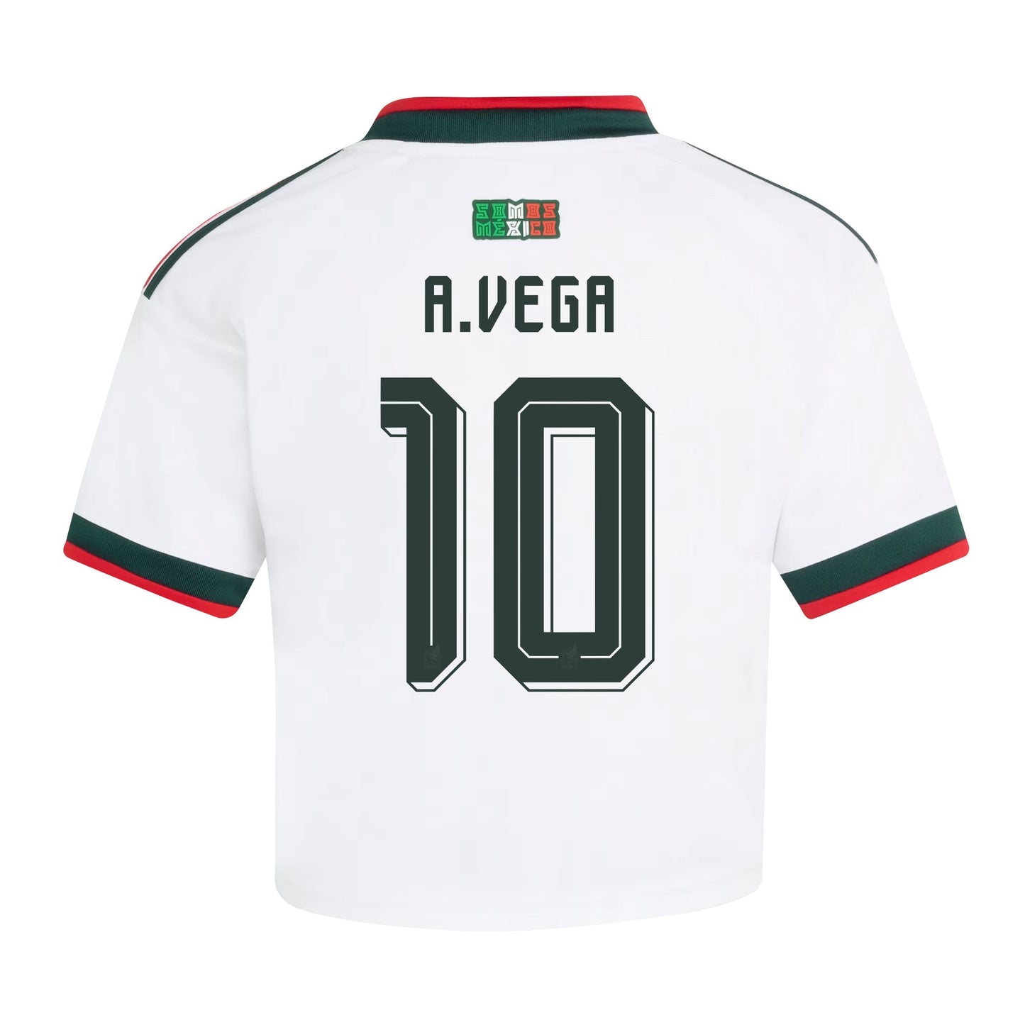 Alexis Vega 10 Mexico 2026 Away Women's Cropped Jersey - White