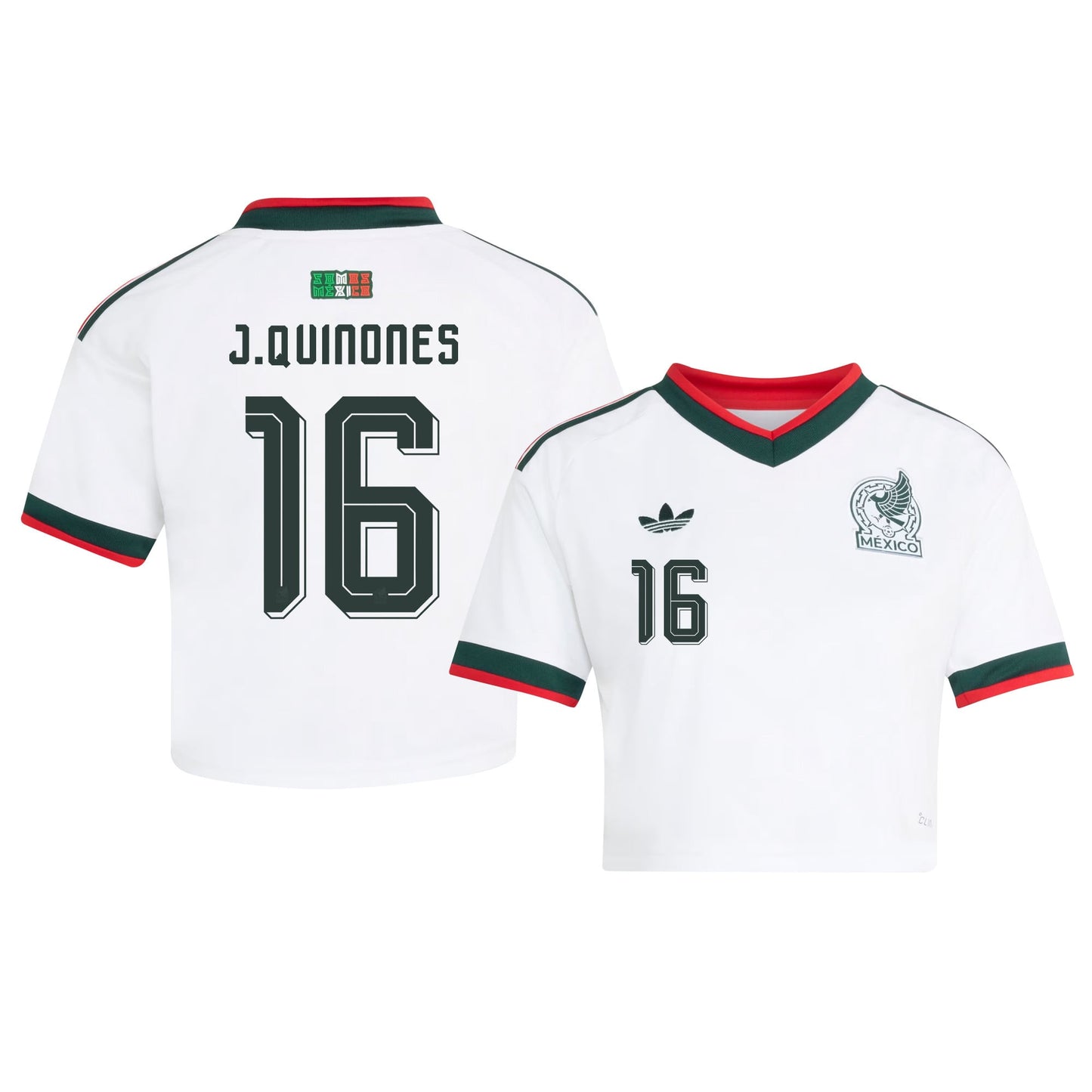 Julián Quiñones 16 Mexico 2026 Away Women's Cropped Jersey - White
