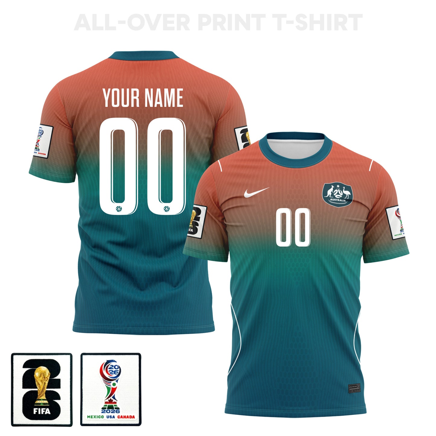 Australia 2026 Away 3D T-Shirt Fully Printed – Personalized – Unisex, Teal