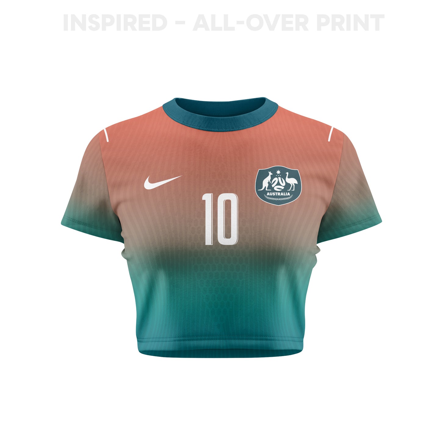 Ajdin Hrustić 10 Australia 2026 Women's Away All-Over Print Cropped Jersey - Green