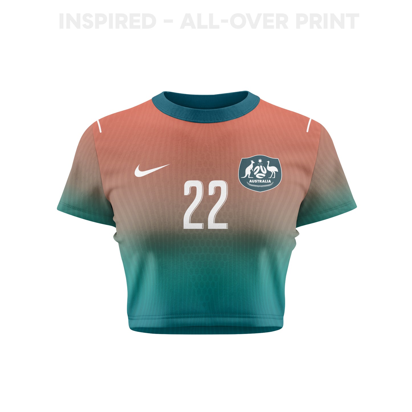 Jackson Irvine 22 Australia 2026 Women's Away All-Over Print Cropped Jersey - Green