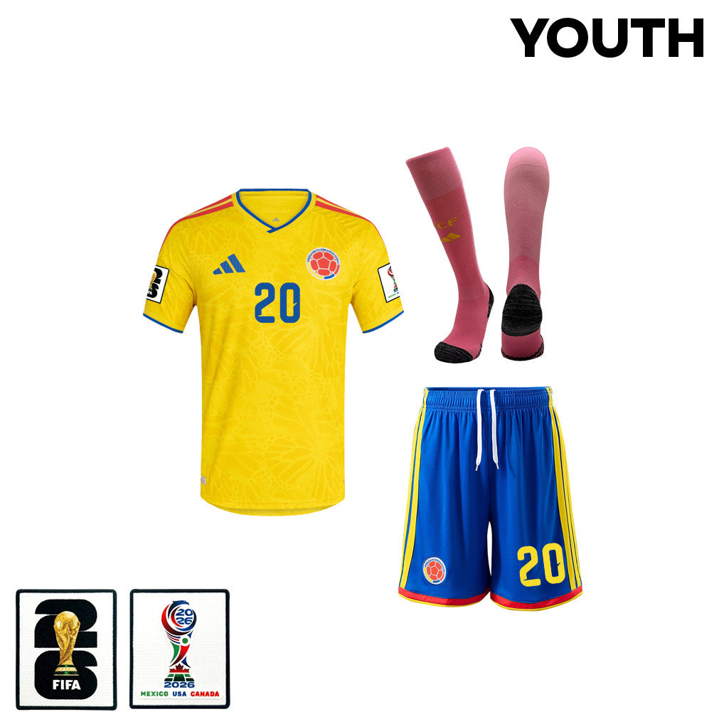 Juan Fernando Quintero 20 Colombia 2026 YOUTH Home Kit Set – Yellow