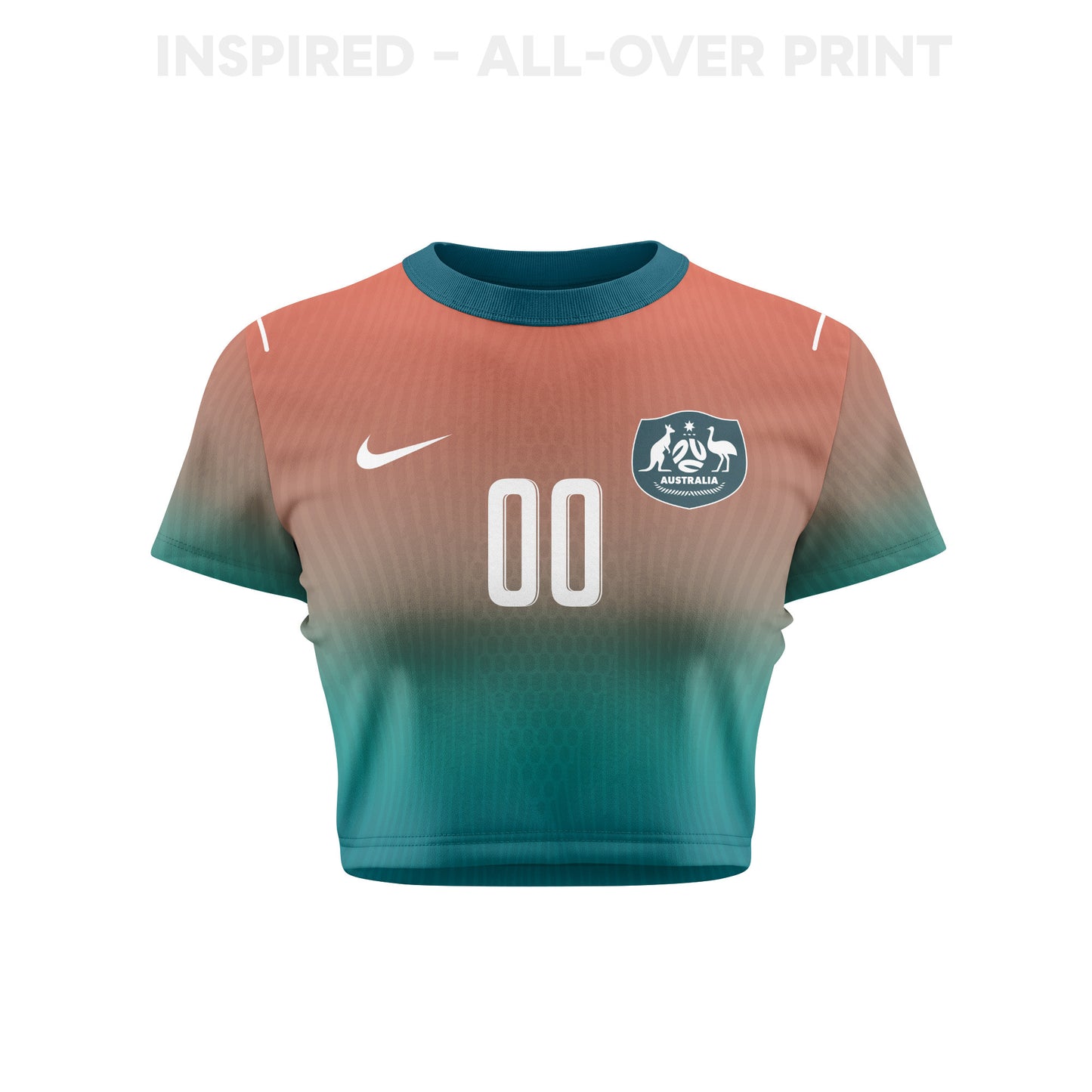 Australia 2026 Women's Away All-Over Print Cropped Jersey - Personalized - Green