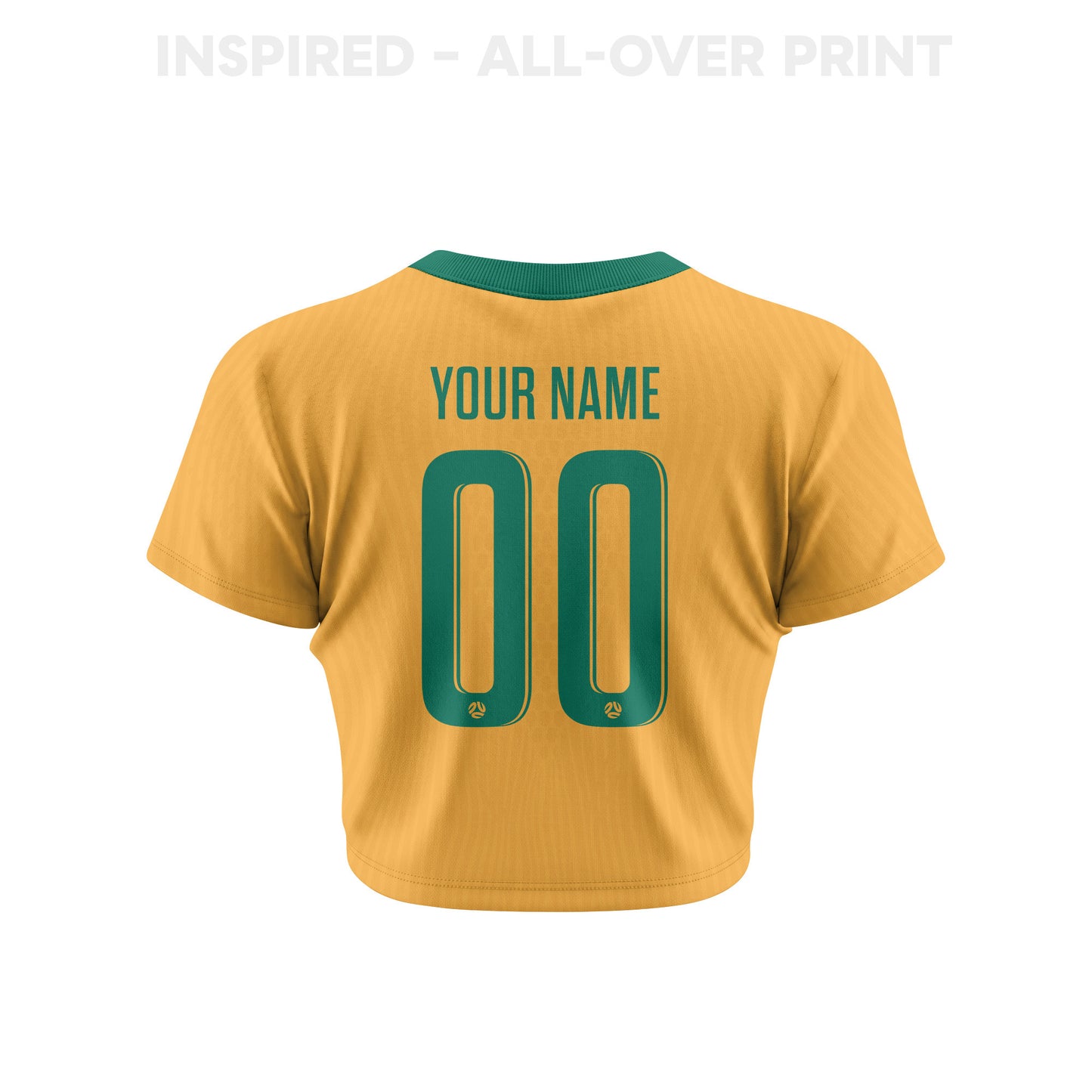 Australia 2026 Women's Home All-Over Print Cropped Jersey - Personalized - Yellow